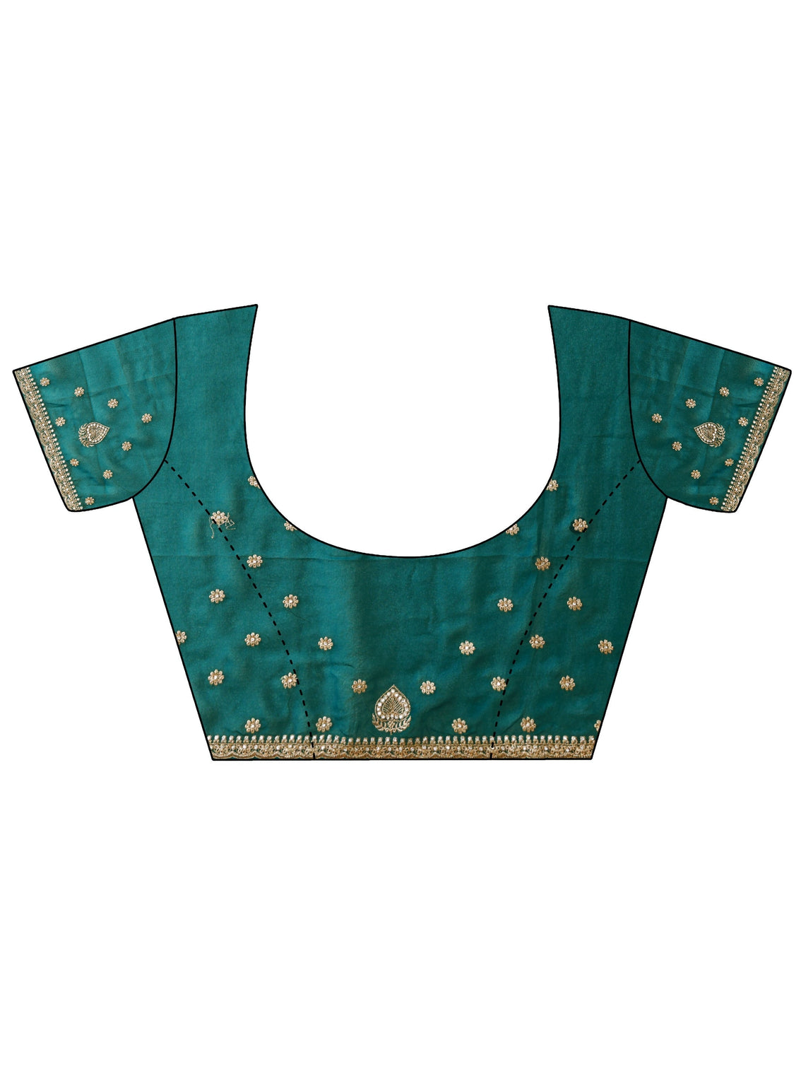 Mameraa Art Teal Green Floral Stone Work Georgette Saree