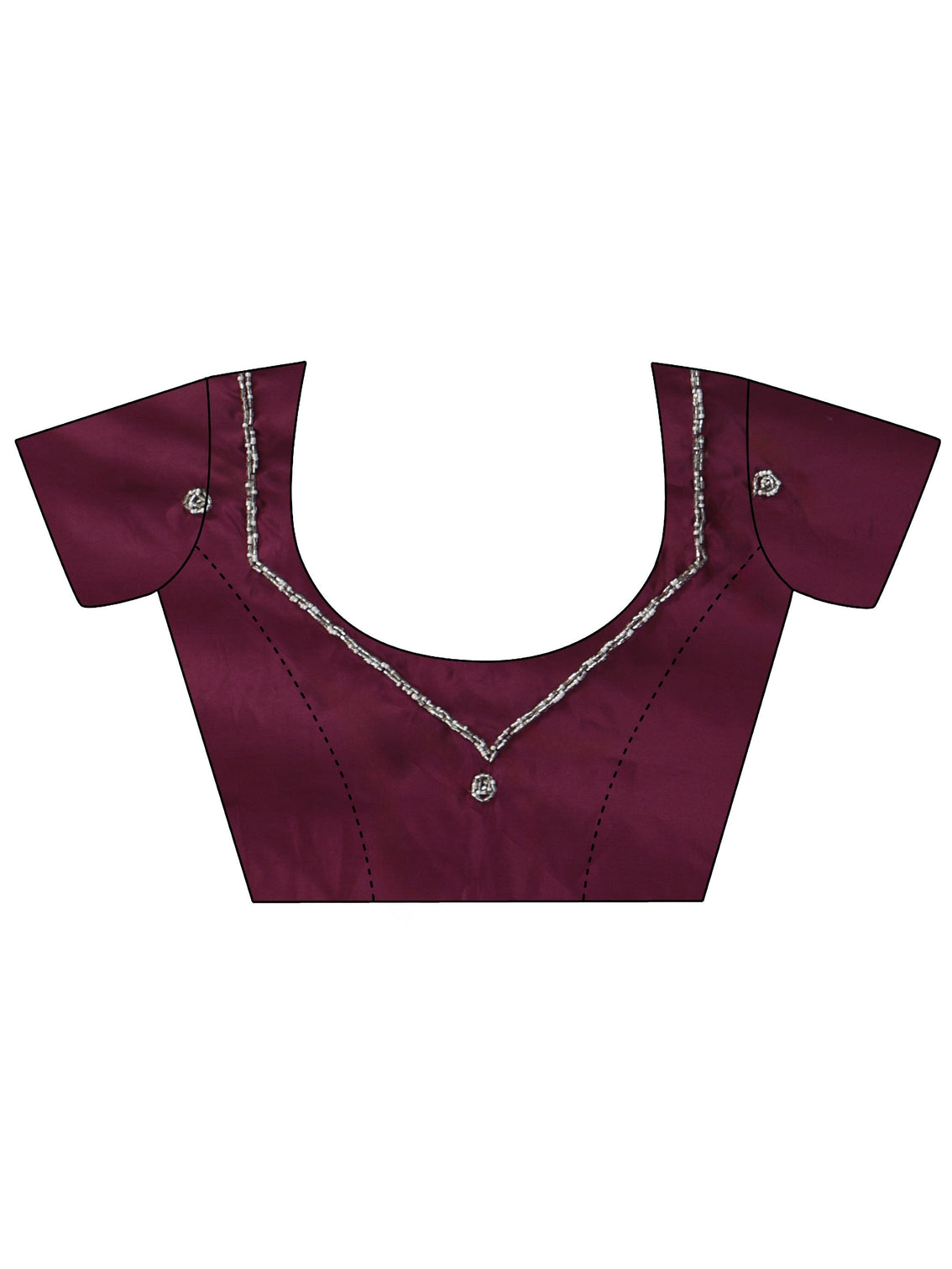 Mameraa Burgundy Embellished Satin Saree with Applique Design
