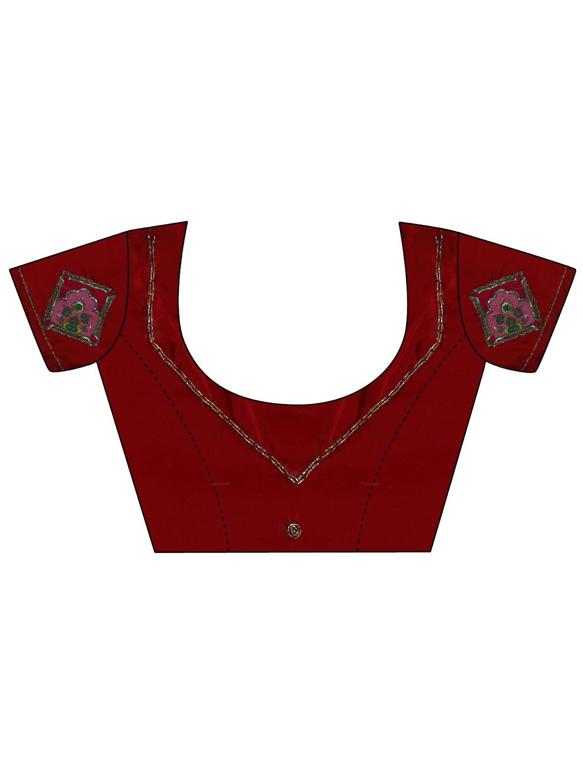 Mameraa Strawberry Red Embellished Satin Saree with Applique Design