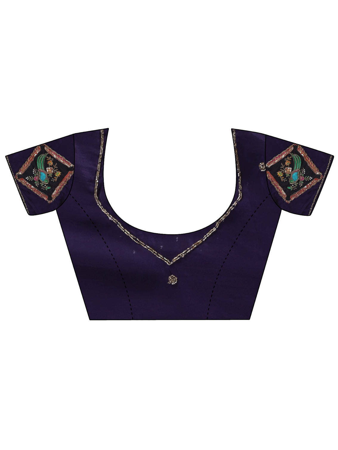 Mameraa Aubergine Purple Satin Saree with Applique Design