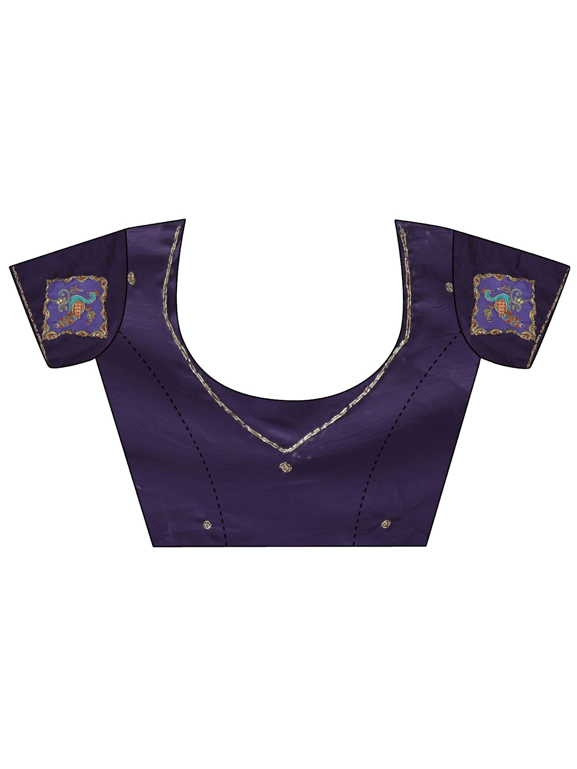 Mameraa Purple Satin Saree with Applique Design
