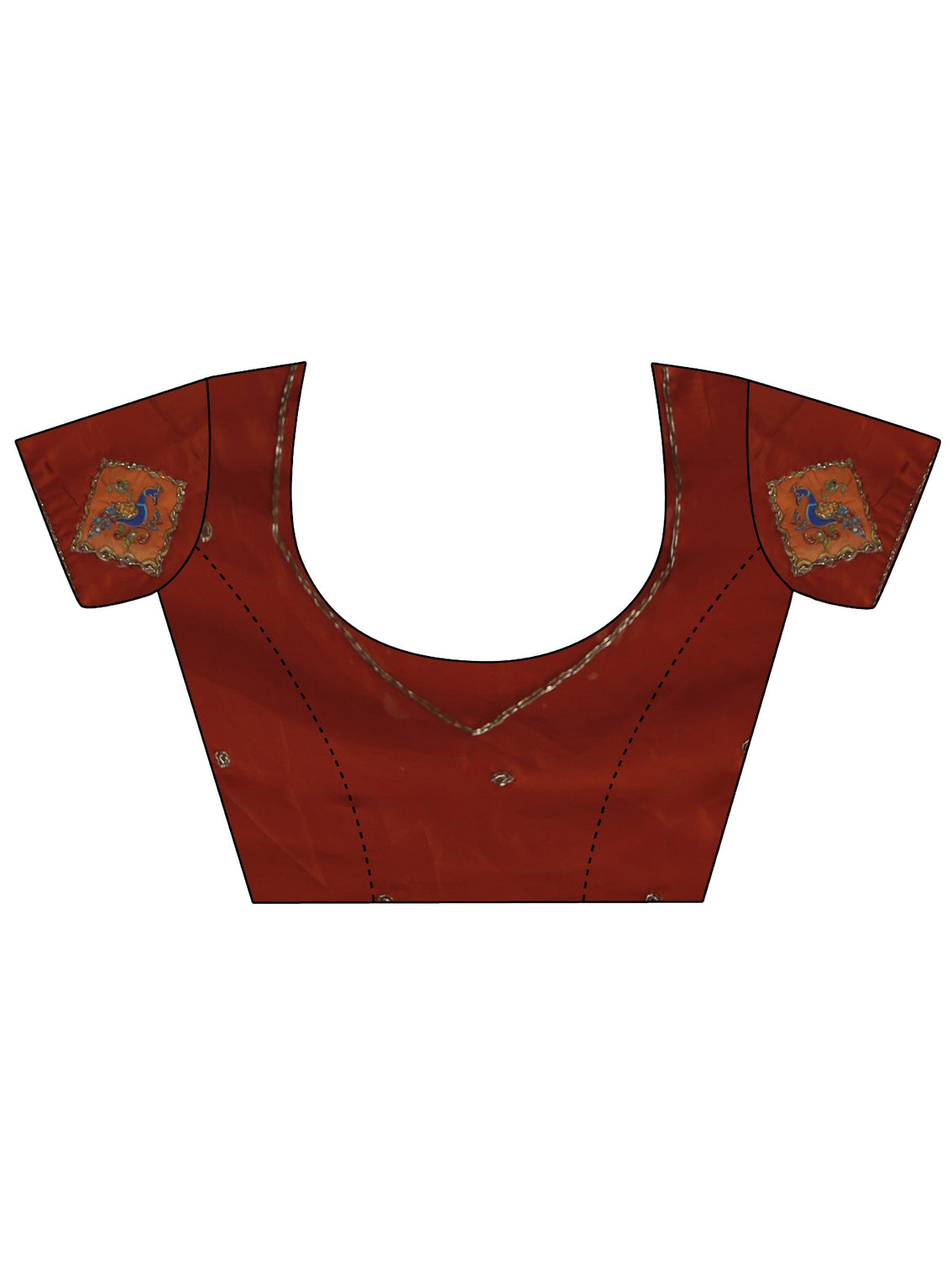 Mameraa Rust Brown Satin Saree with Applique Design