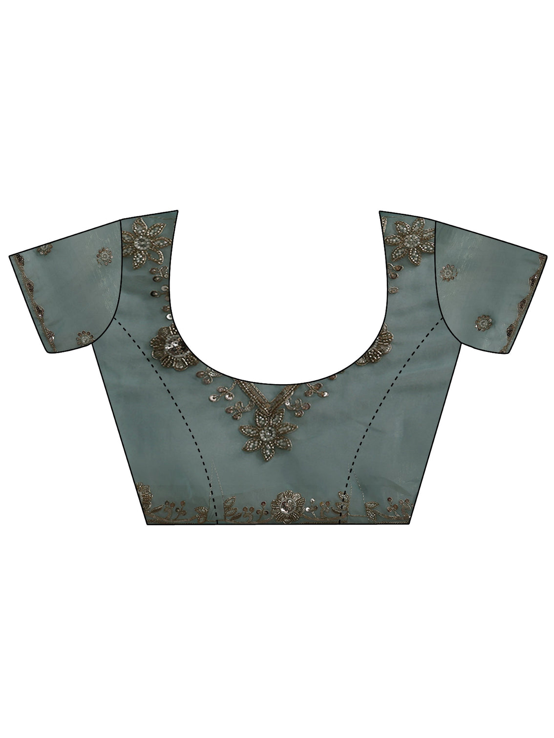 Mameraa Turquoise Blue Floral Embellished Tissue Saree