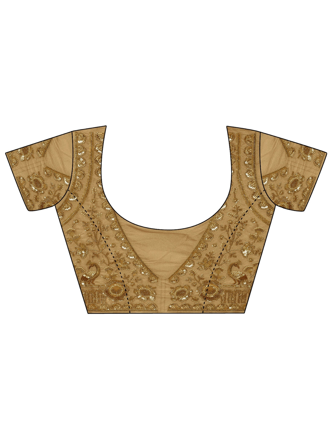Mameraa Art Golden Floral Embellished Tissue Saree