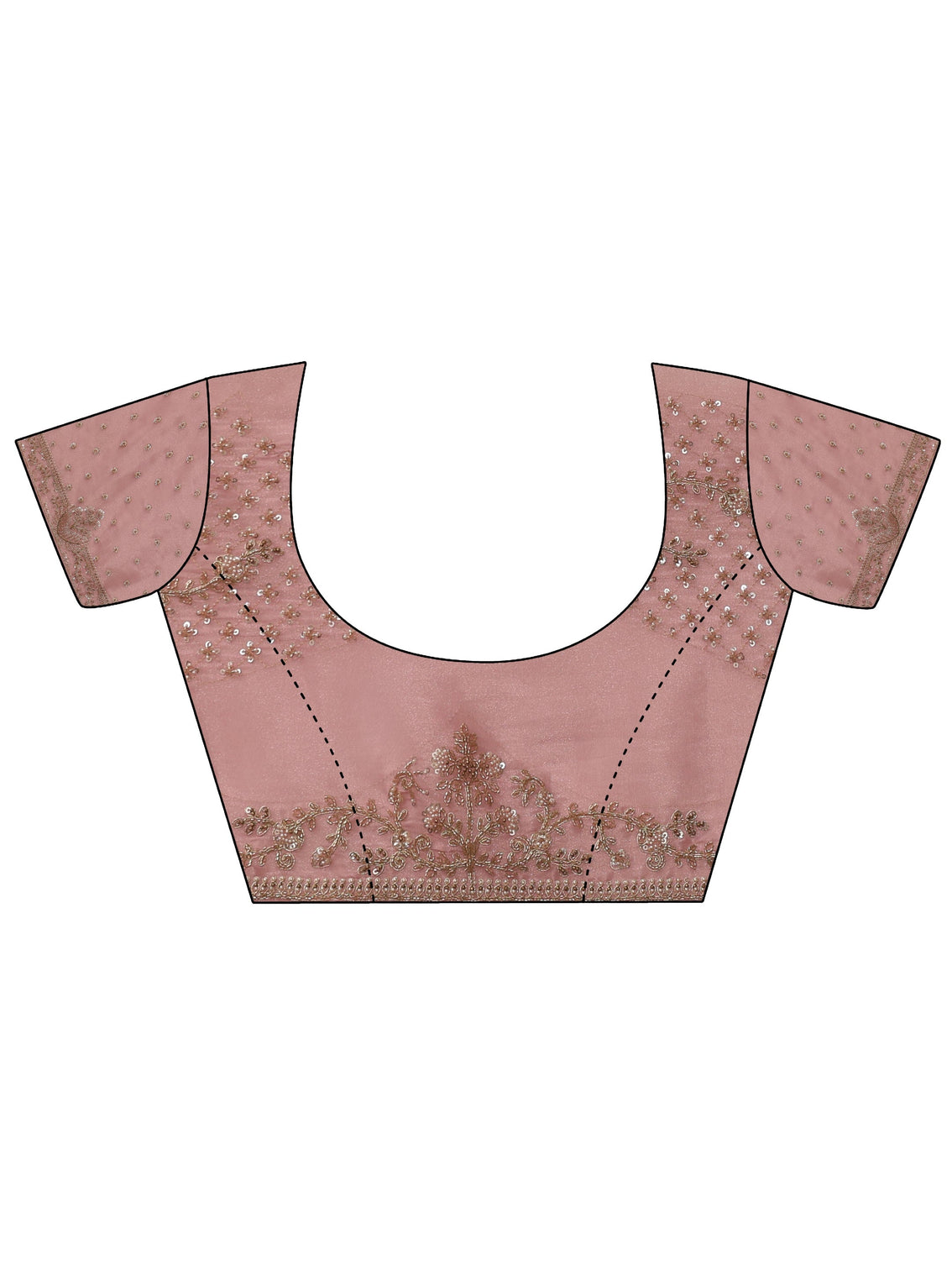 Mameraa Art Pink Floral Embroidered Tissue Saree