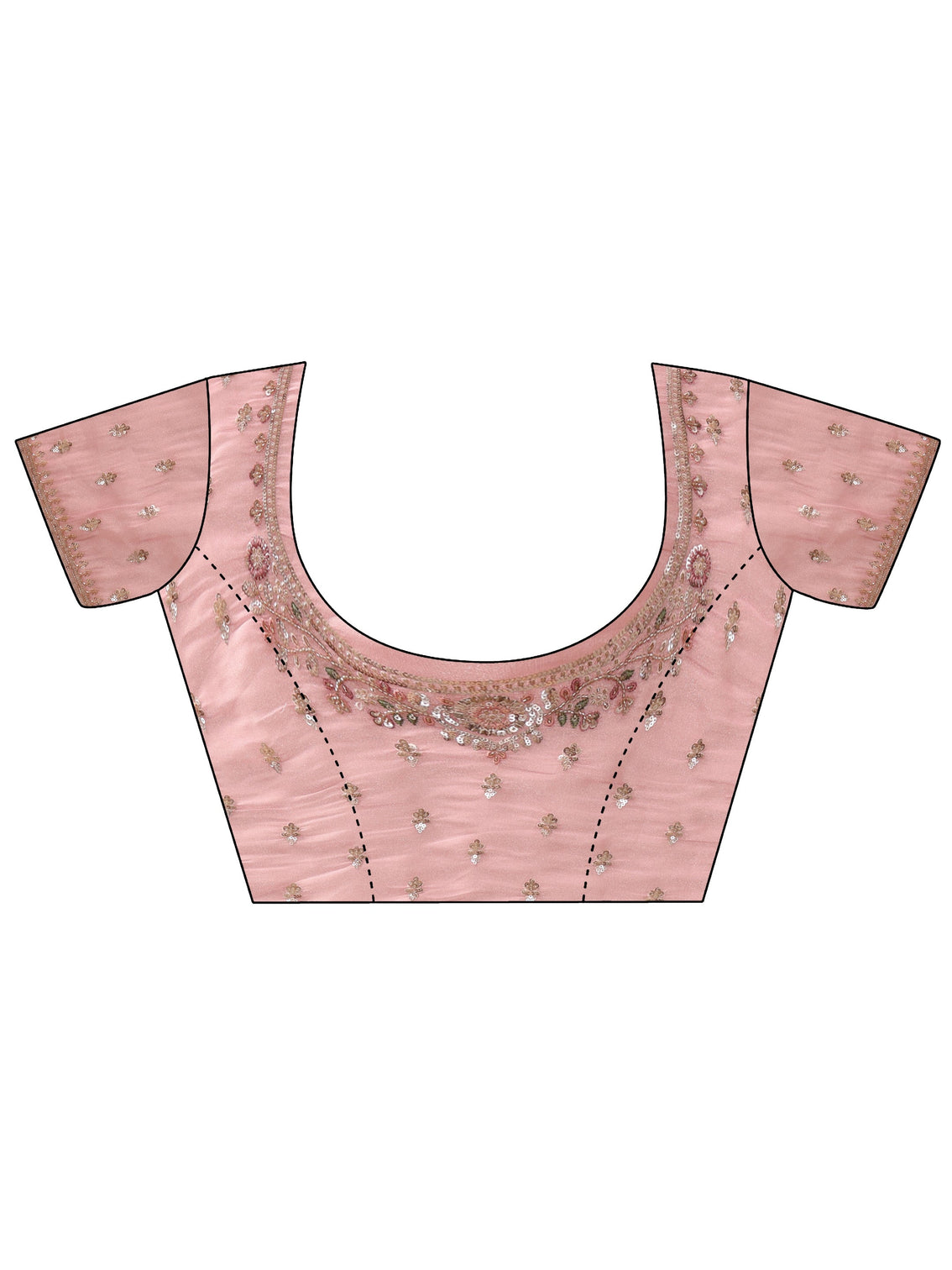 Mameraa Art Pink Sequin Embellished Tissue Saree