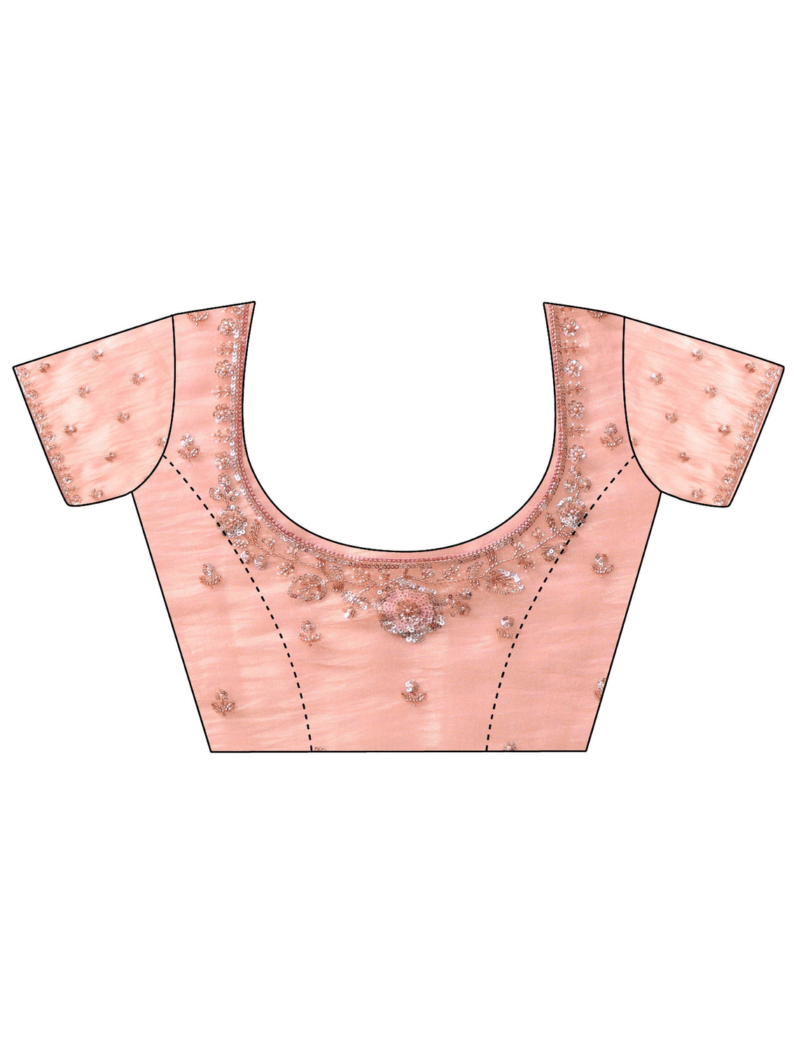 Mameraa Art Pink Floral Sequin Embellished Tissue Saree