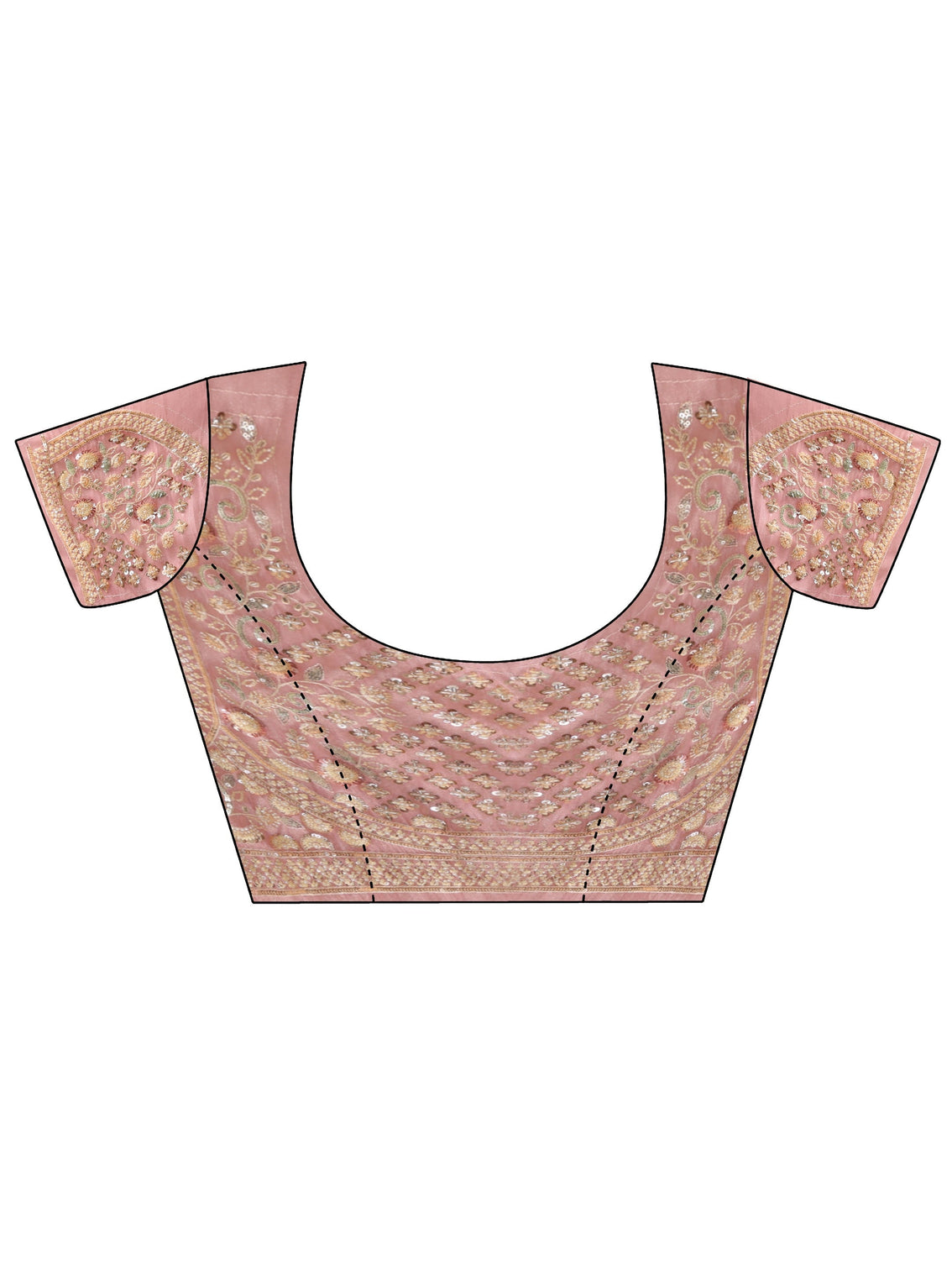 Mameraa Art Lavender Floral Bead and Sequin Embellished Tissue Saree