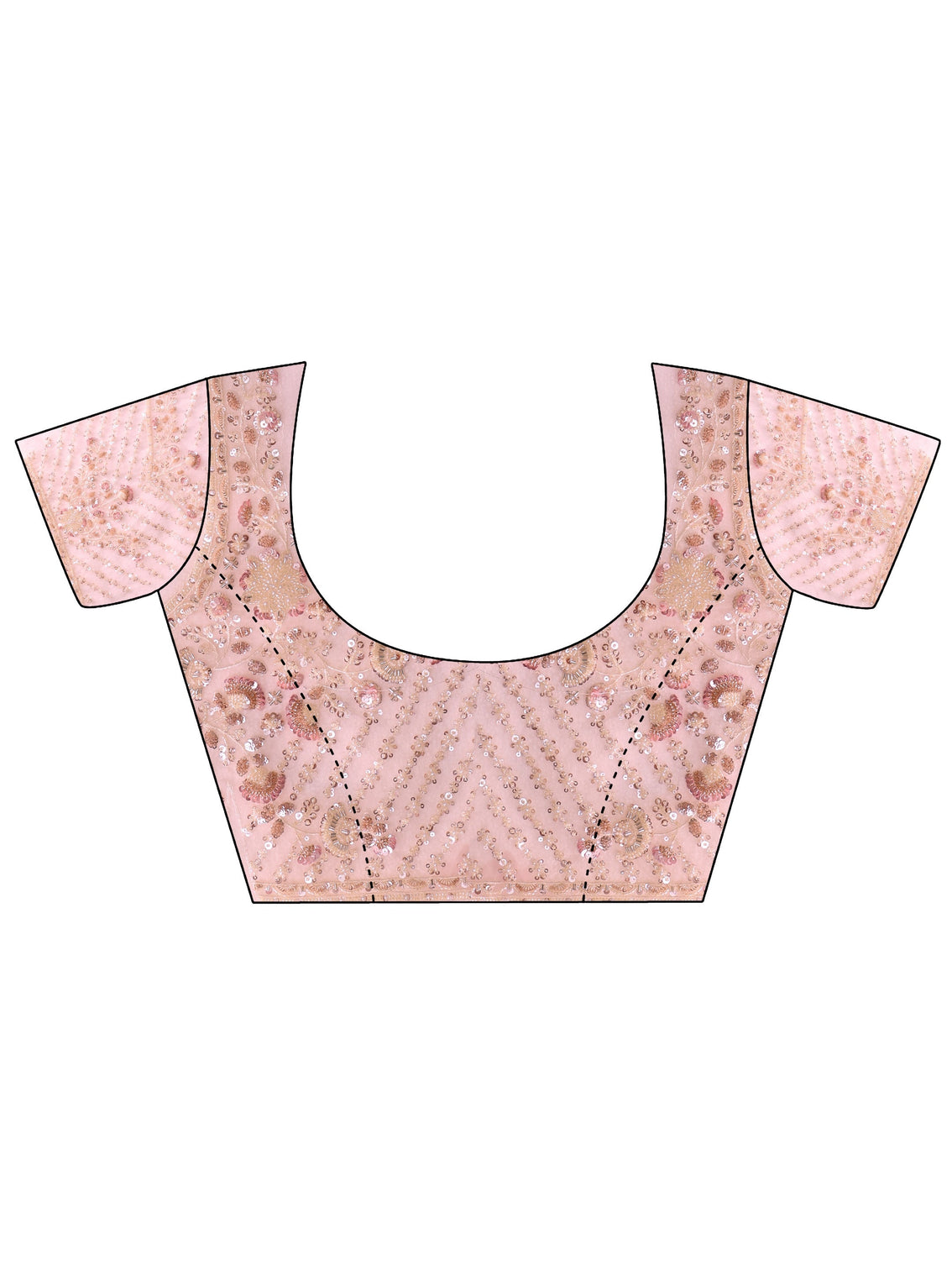 Mameraa Art Pink Floral Sequin Embellished Net Saree