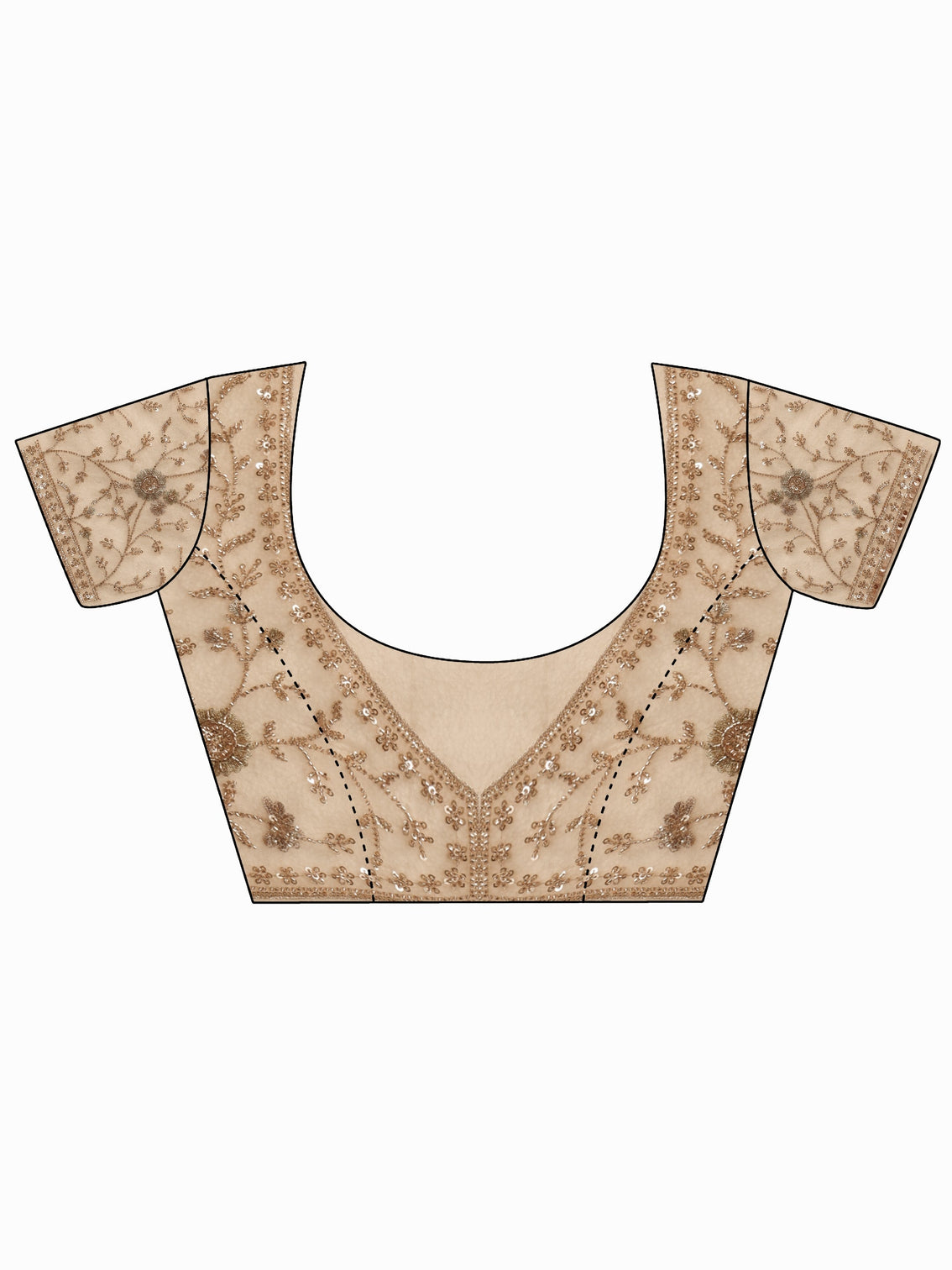 Mameraa Art Taupe Floral Sequin Embellished Net Saree