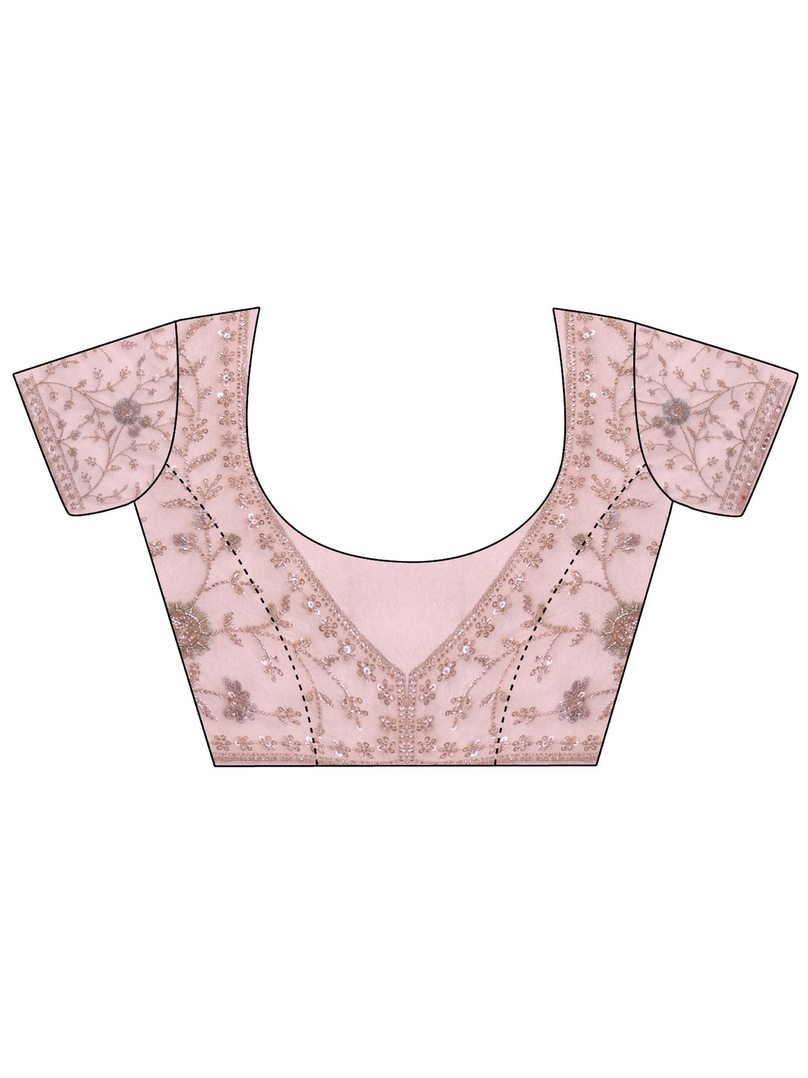 Mameraa Art Pink Floral Sequin Embellished Net Saree