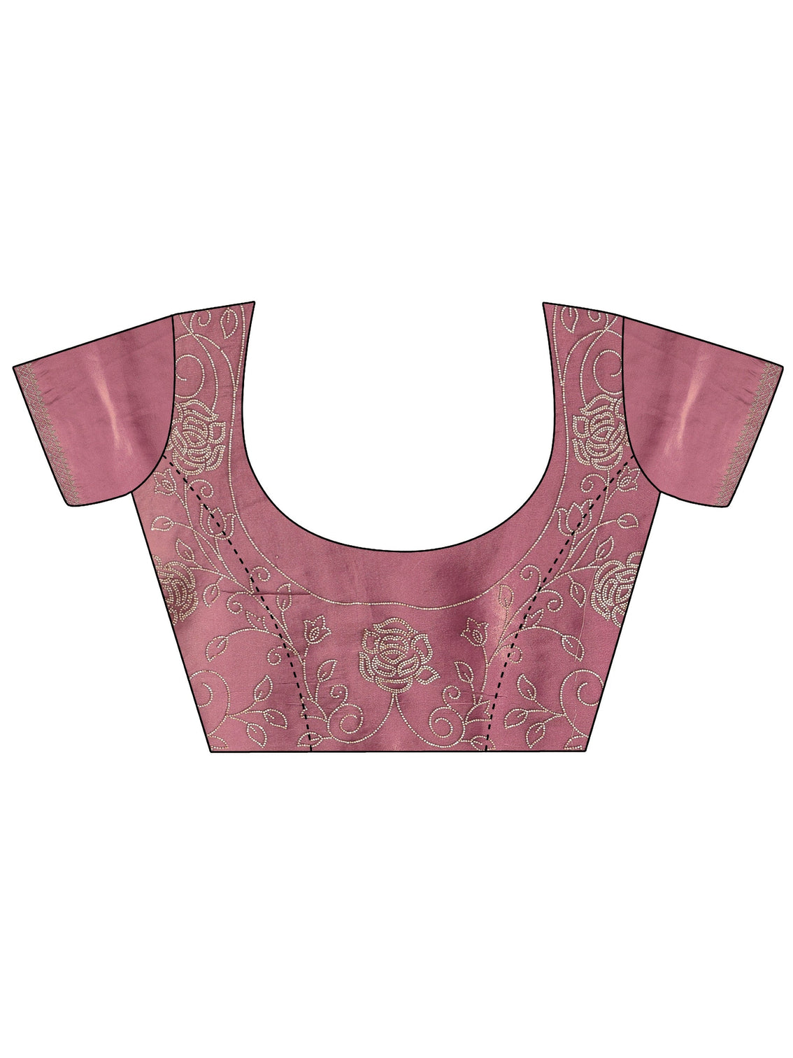 Mameraa Art Mauve Floral Stone Work Satin Saree