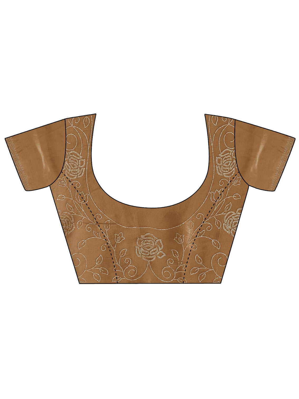 Mameraa Art Taupe Brown Floral Stone Work Satin Saree
