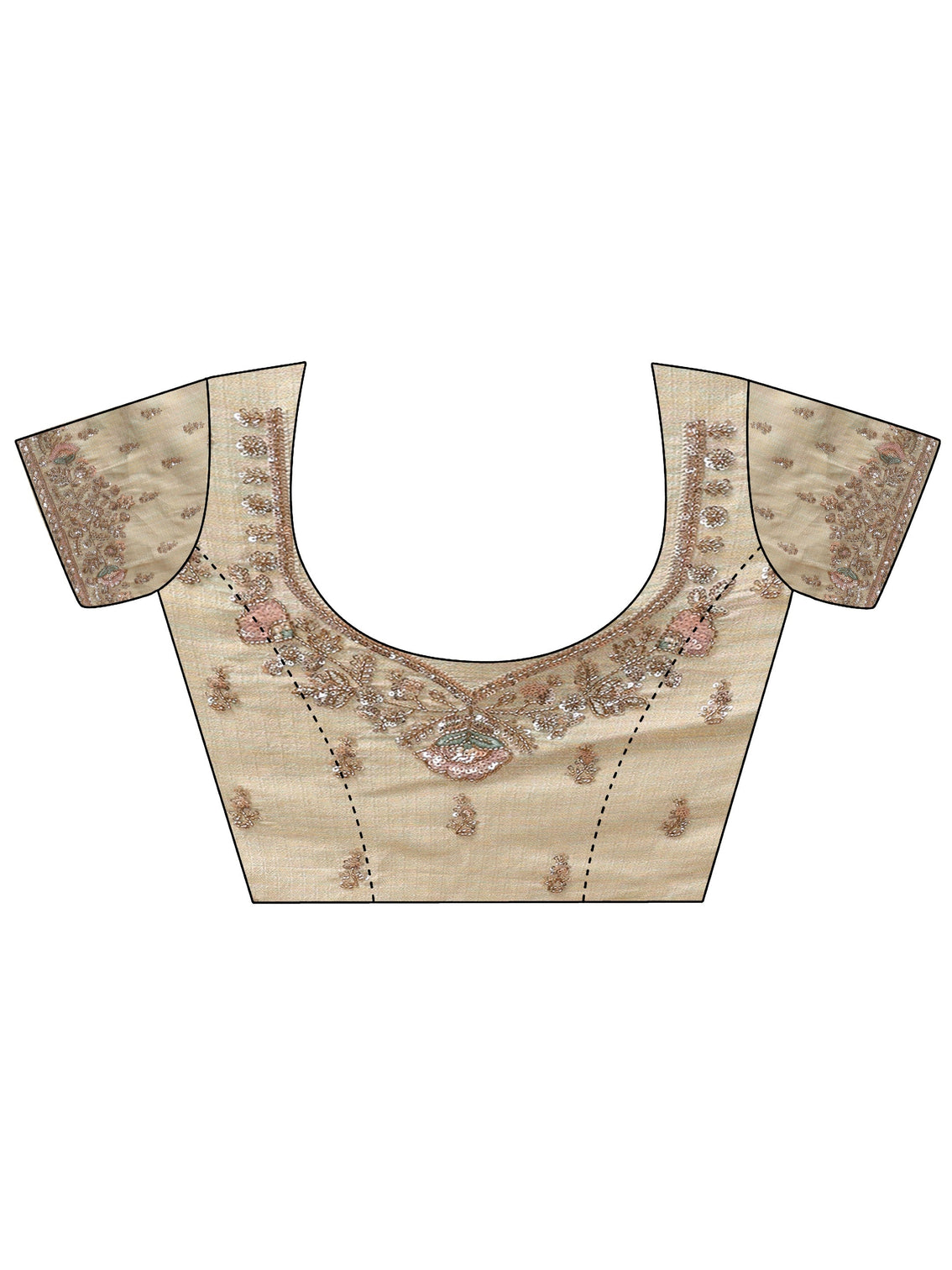 Mameraa Art Ivory Silk Blend Saree with Embellished Border