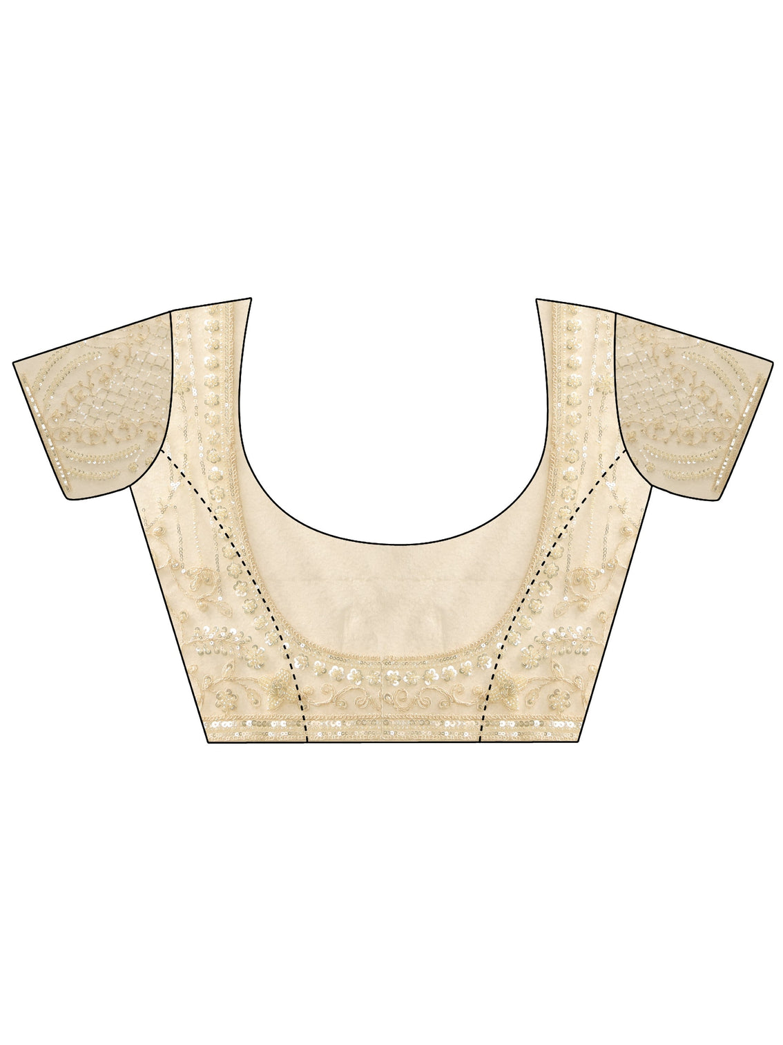 Mameraa Art Off White Floral Sequin Embellished Net Saree