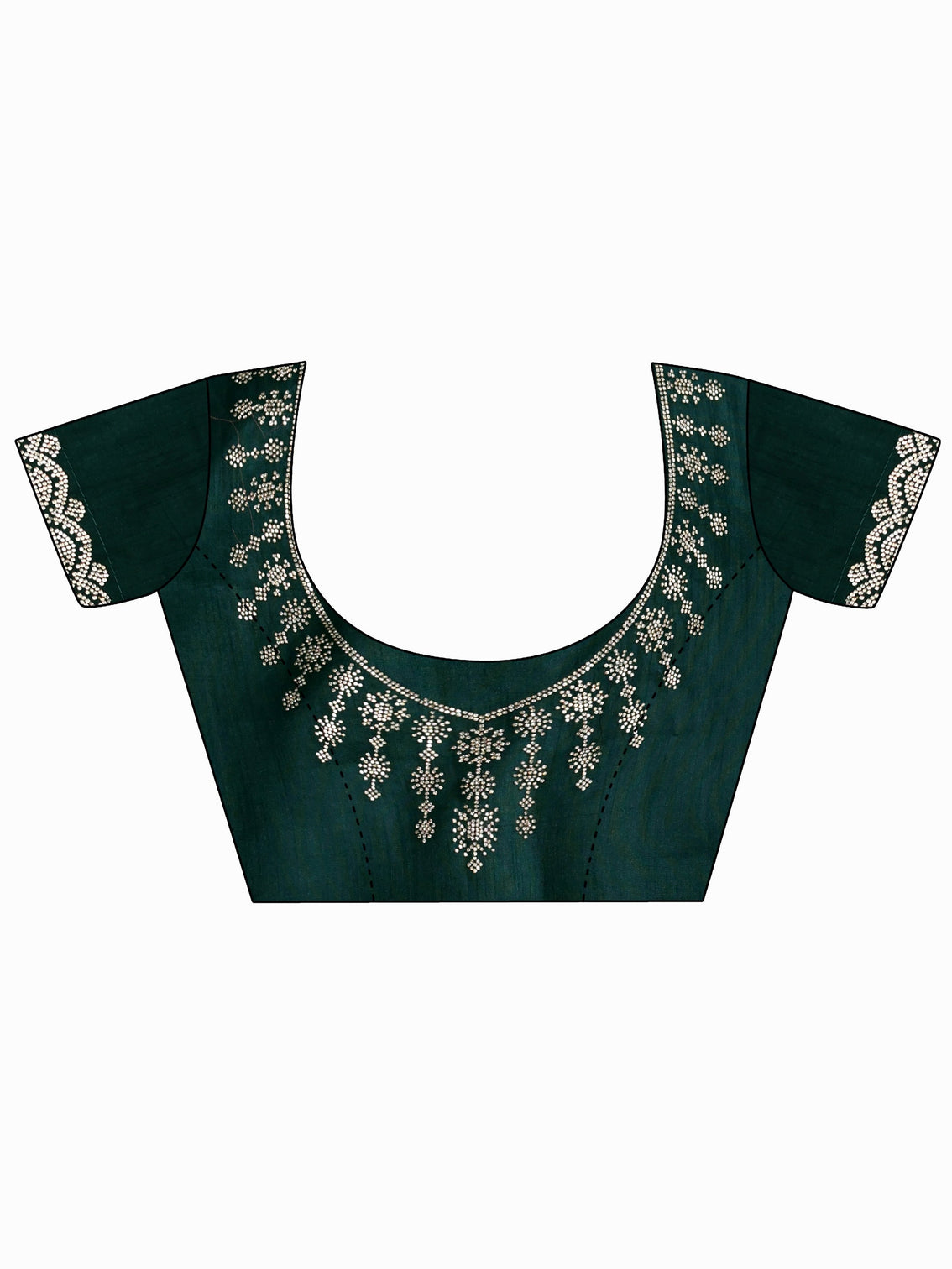 Mameraa Dark Green Floral Embellished Tissue Saree