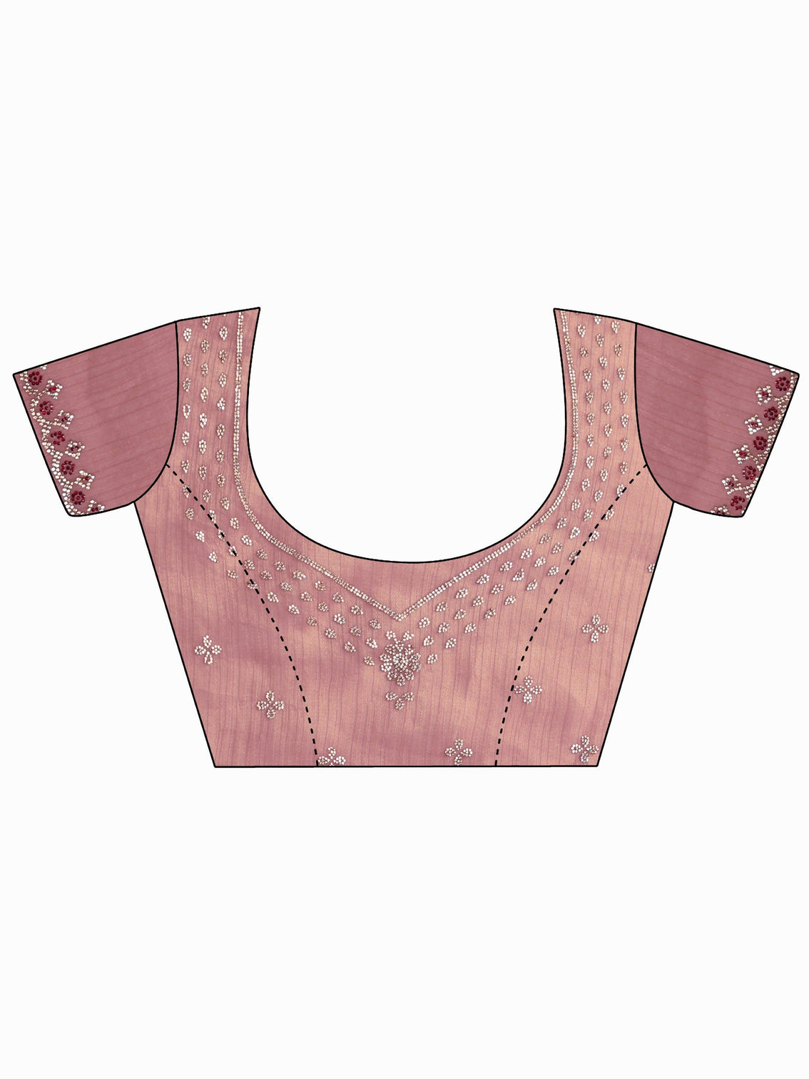 Mameraa Pink Stone Work Embellished Tissue Saree