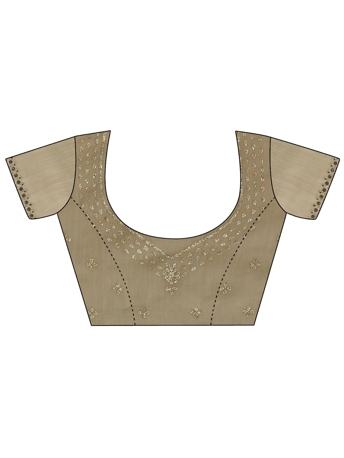 Mameraa Beige Floral Embellished Tissue Saree