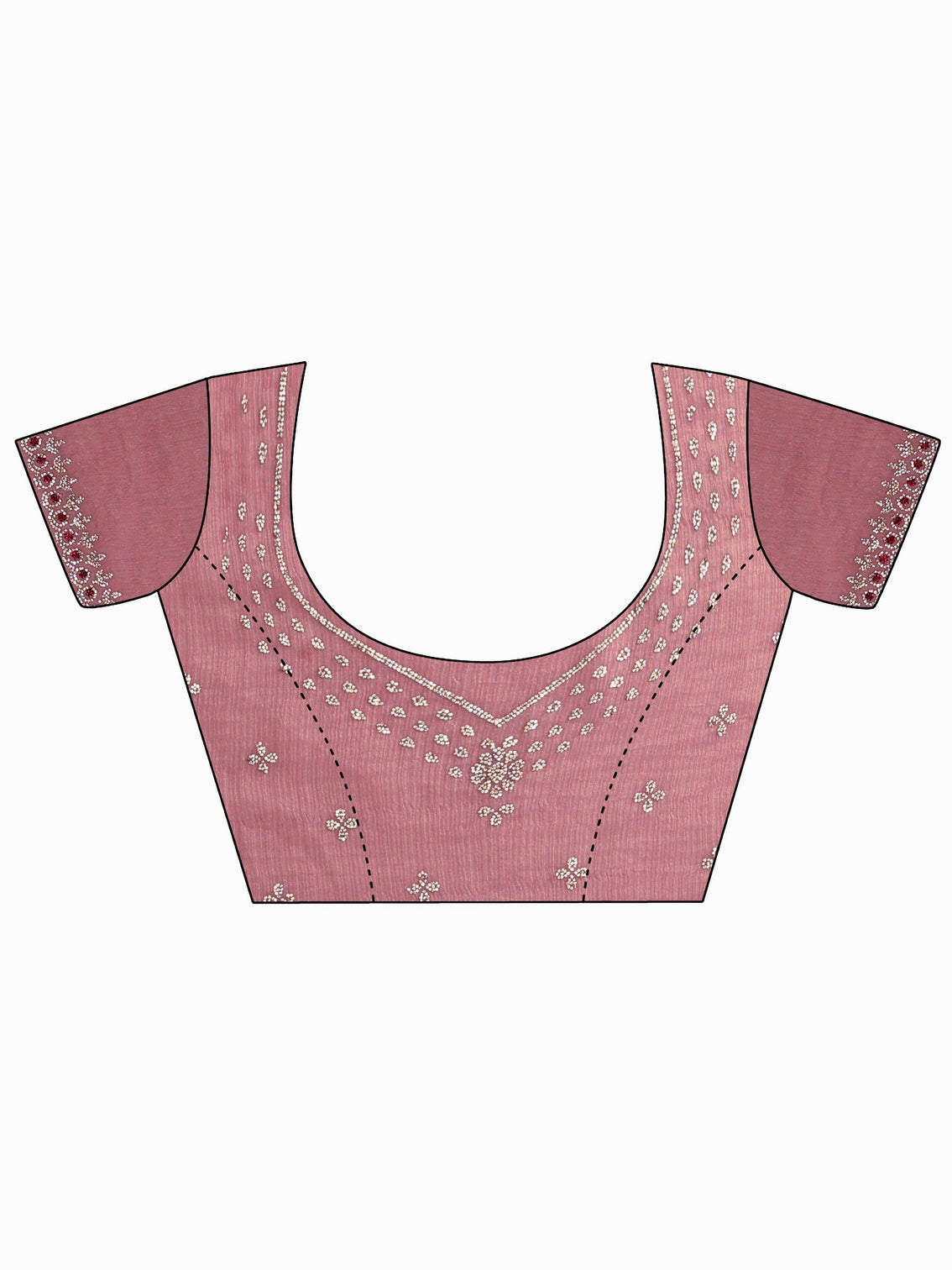 Mameraa Pink Floral Embroidered Tissue Saree