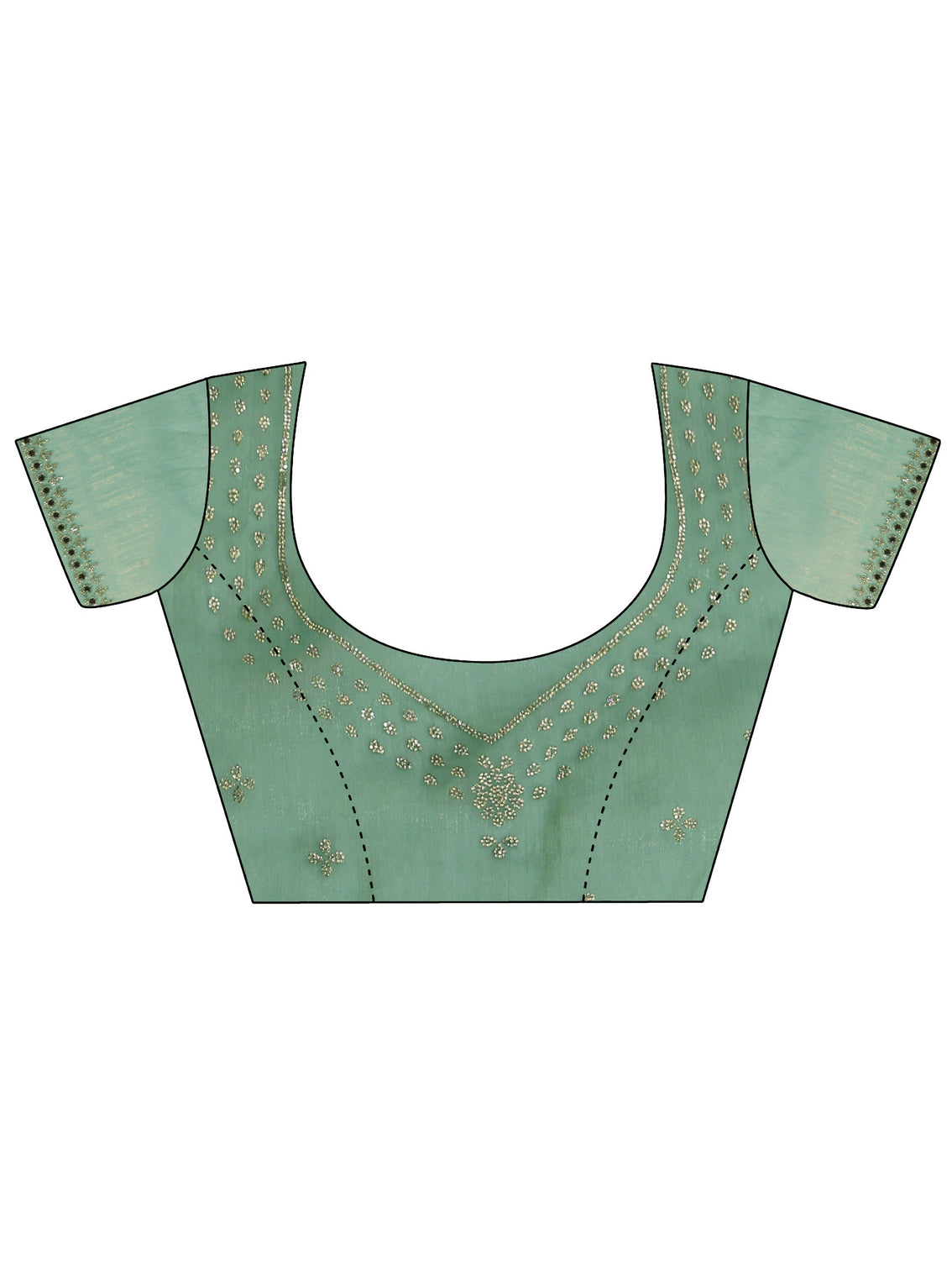 Mameraa Sea Green Floral Embellished Tissue Saree