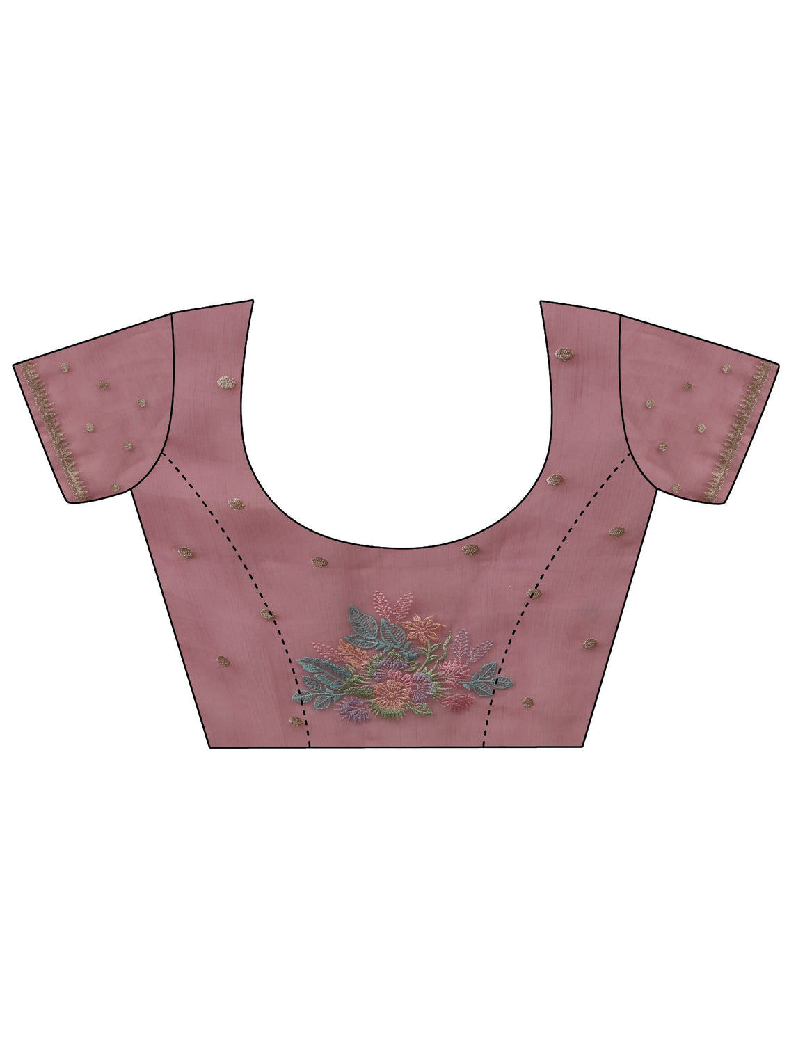 Mameraa Baby Pink Floral Embroidered Organza Saree