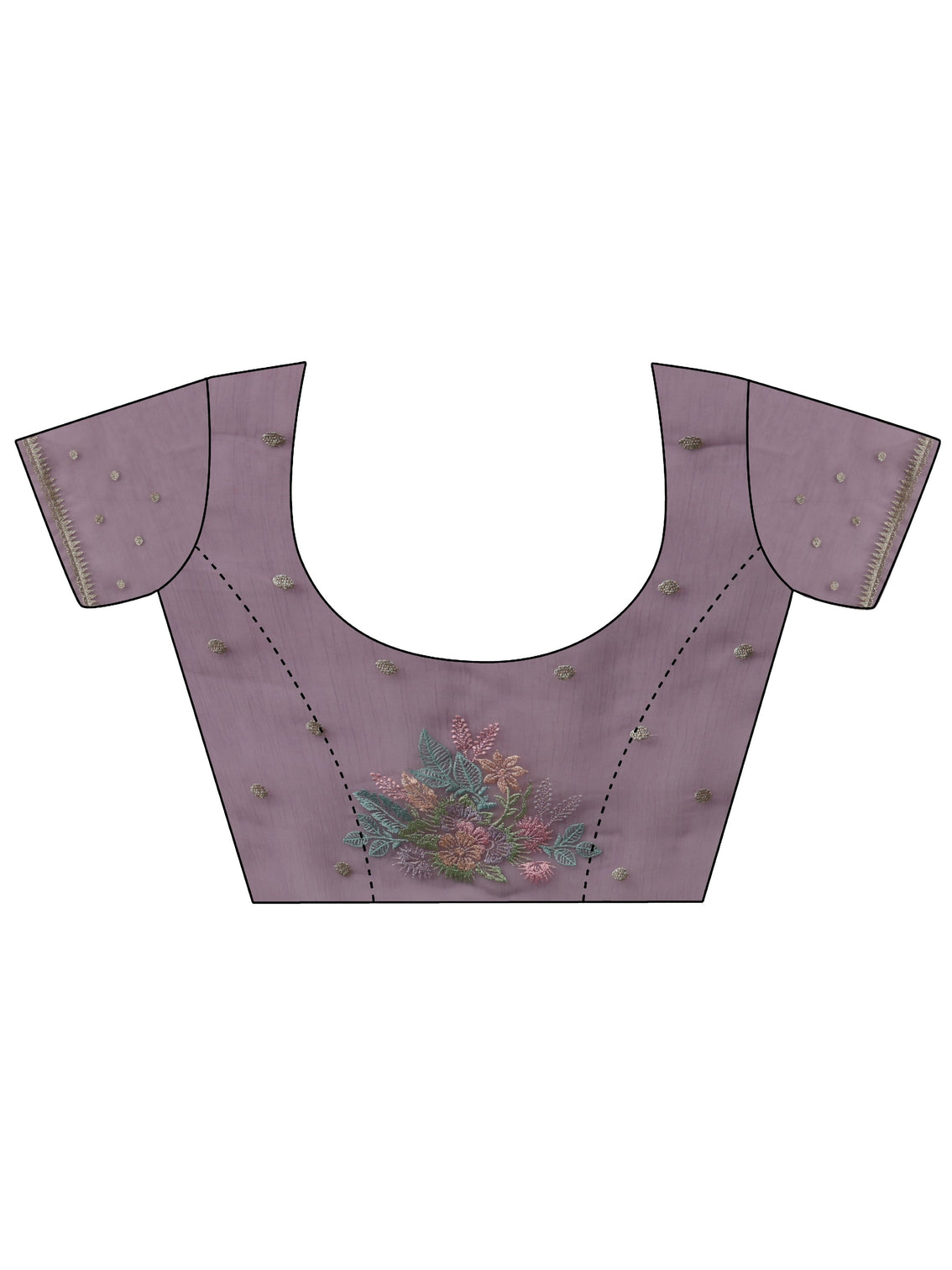 Mameraa Lavender Floral Embroidered Organza Saree