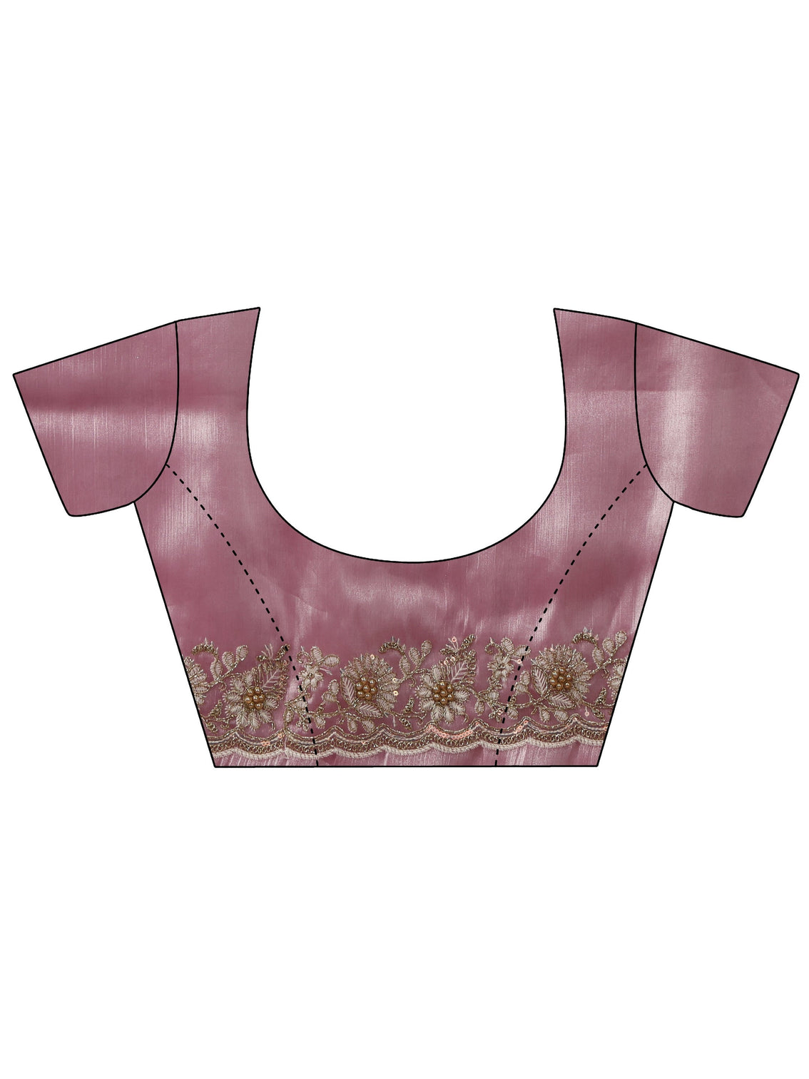 Mameraa Pink Floral Embroidered Tissue Saree