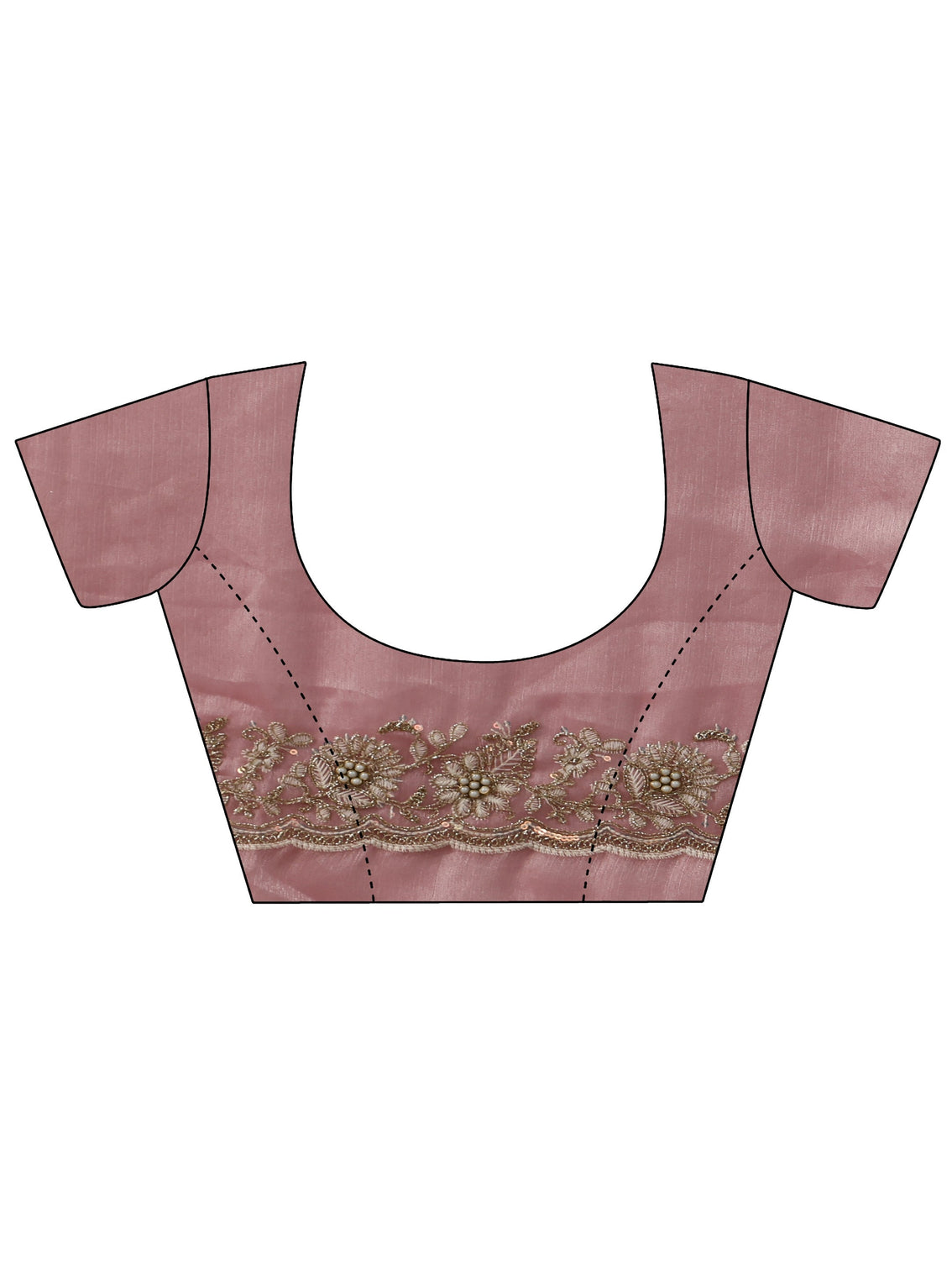 Mameraa Dusty Pink Floral Embroidered Tissue Saree