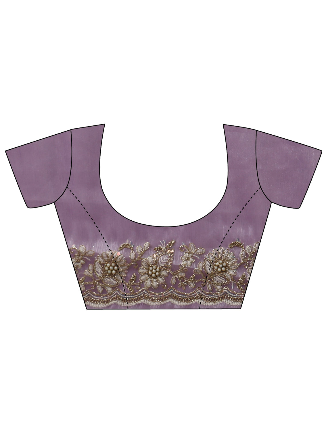 Mameraa Lavender Floral Embroidered Tissue Saree