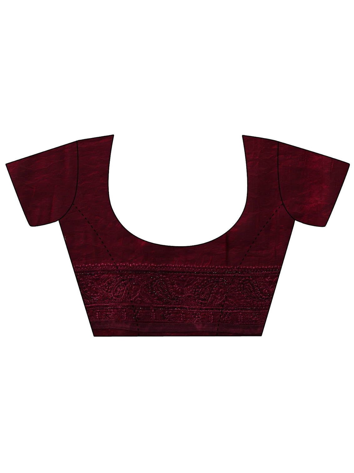 Mameraa Art Burgundy Embroidered Tissue Saree