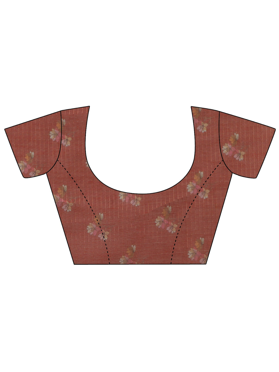 Mameraa Rust Brown Floral Printed Silk Blend Saree