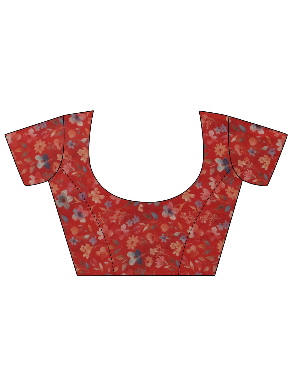 Mameraa Scarlet Red Floral Printed Silk Blend Saree