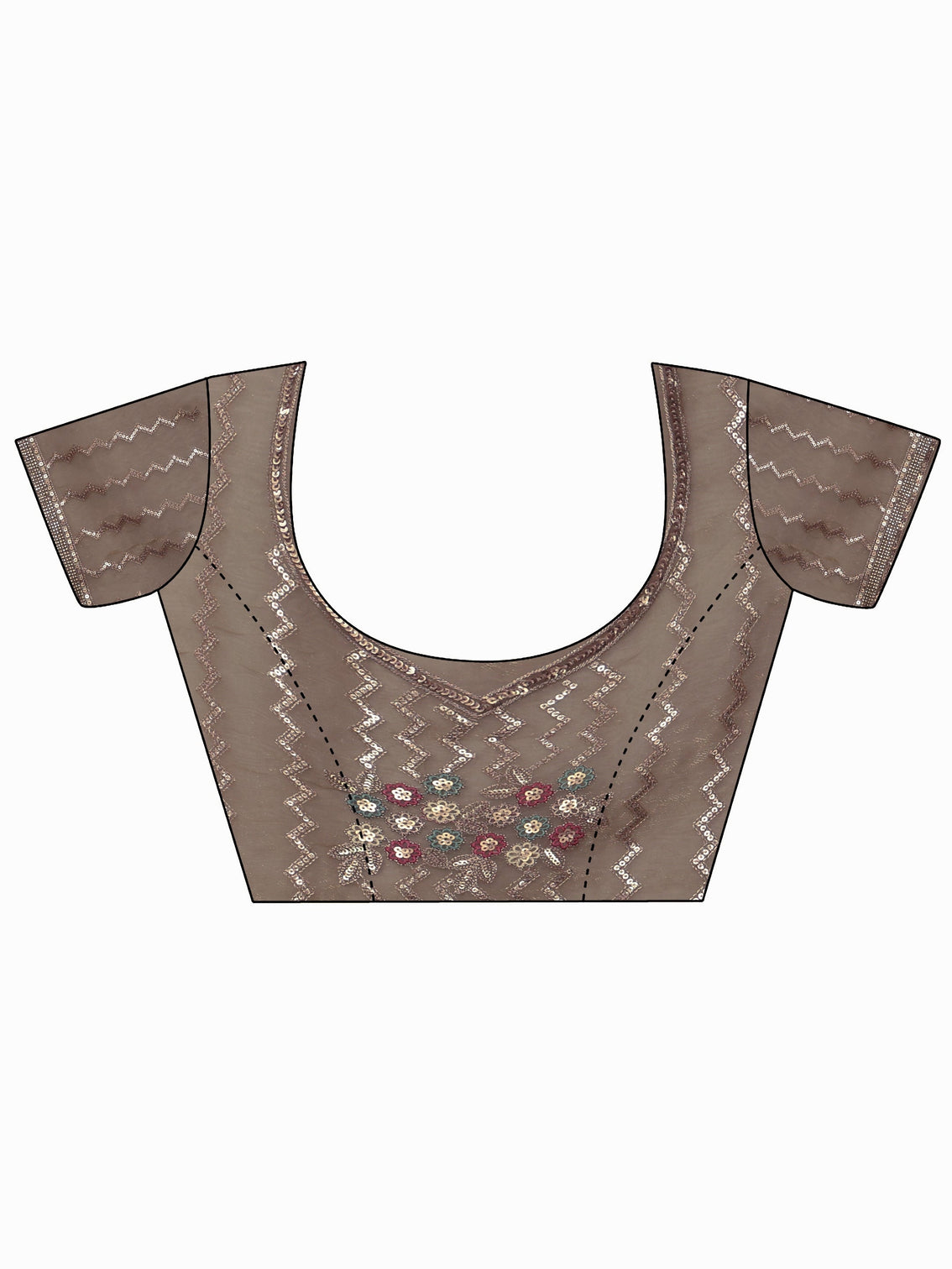 Mameraa Art Green Chevron Sequin Embellished Tissue Saree