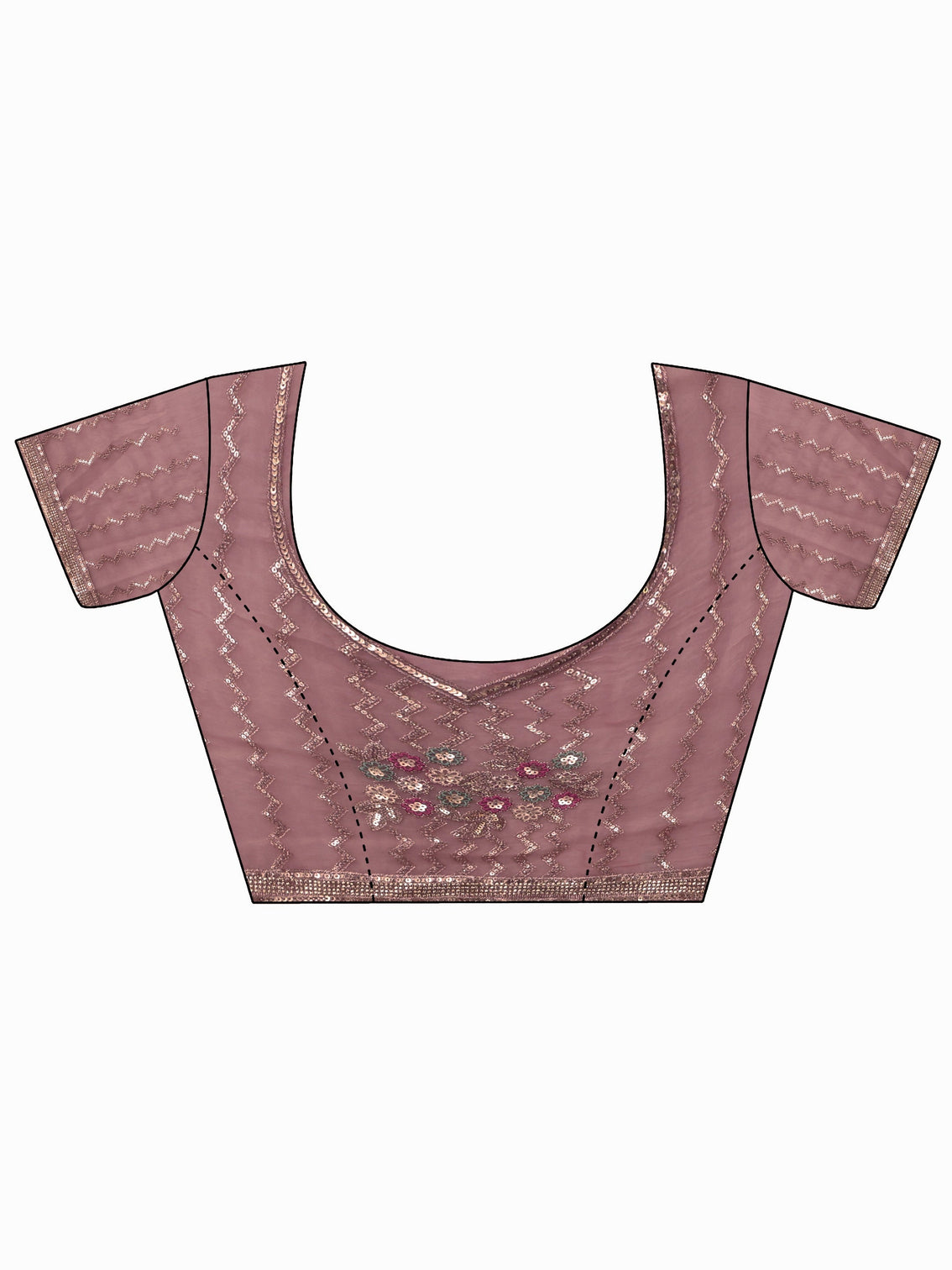 Mameraa Art Pink Chevron Sequin Embellished Tissue Saree