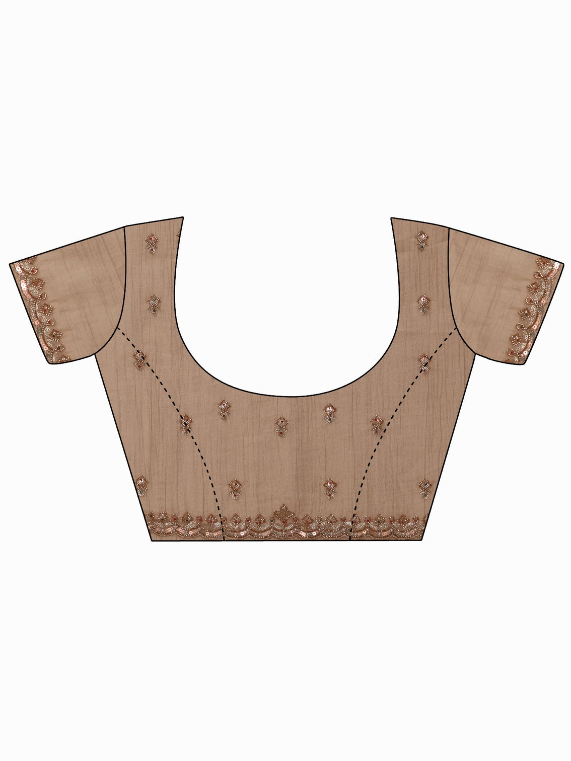 Mameraa Art Beige Tissue Saree with Embellished Border