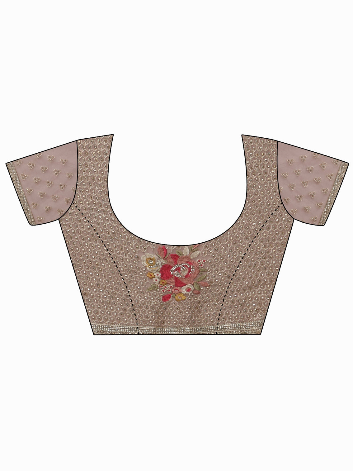 Mameraa Art Pink Floral Embellished Net Saree