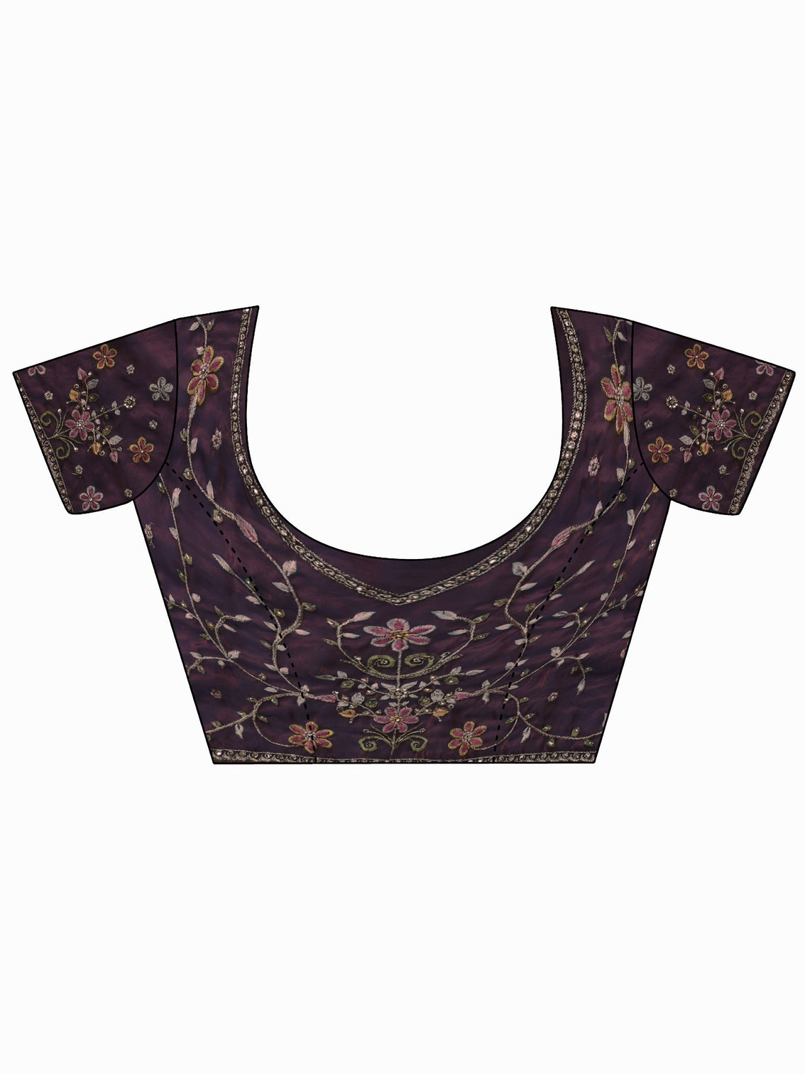 Mameraa Art Purple Floral Embellished Tissue Saree