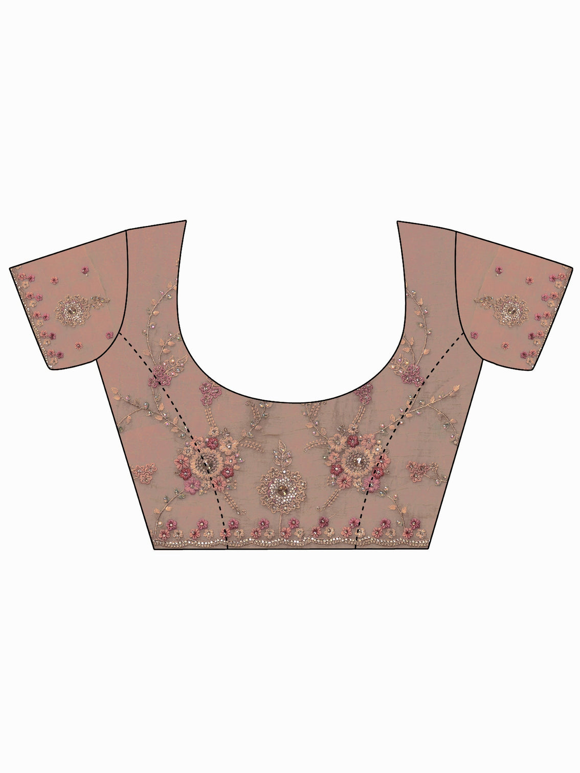 Mameraa Art Golden Floral Embroidered Tissue Saree