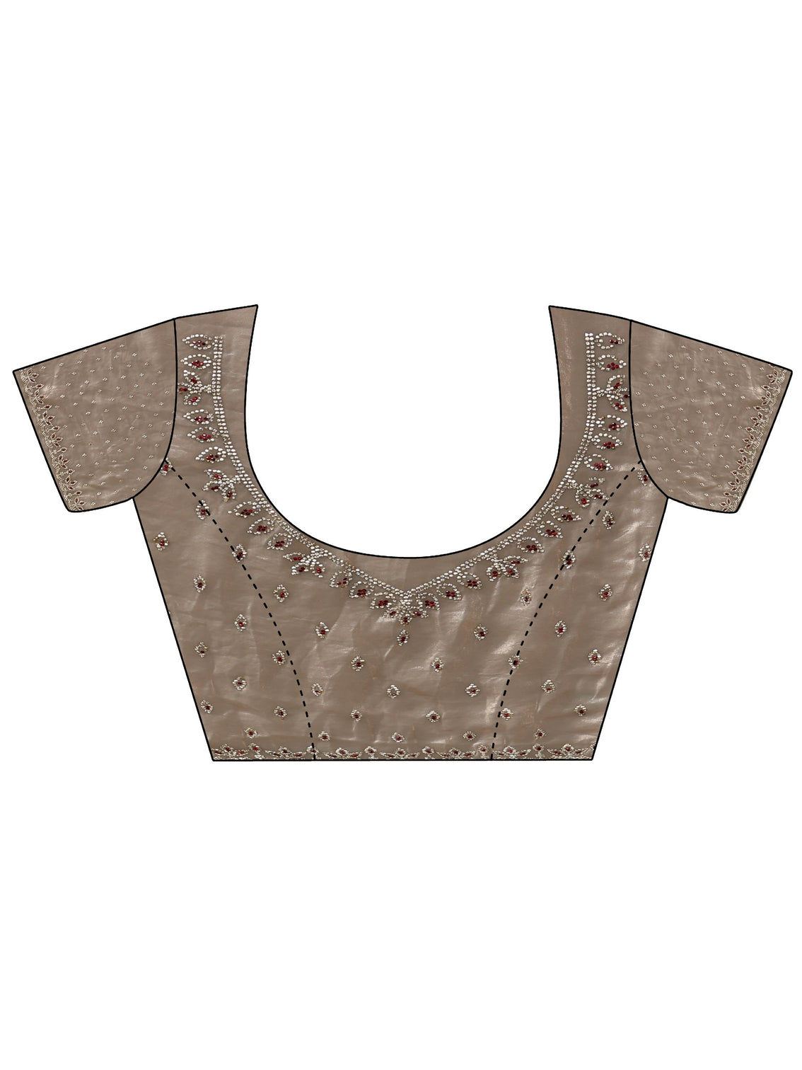 Mameraa Art Ash Grey Stone Work Embellished Jaal Pattern Tissue Saree