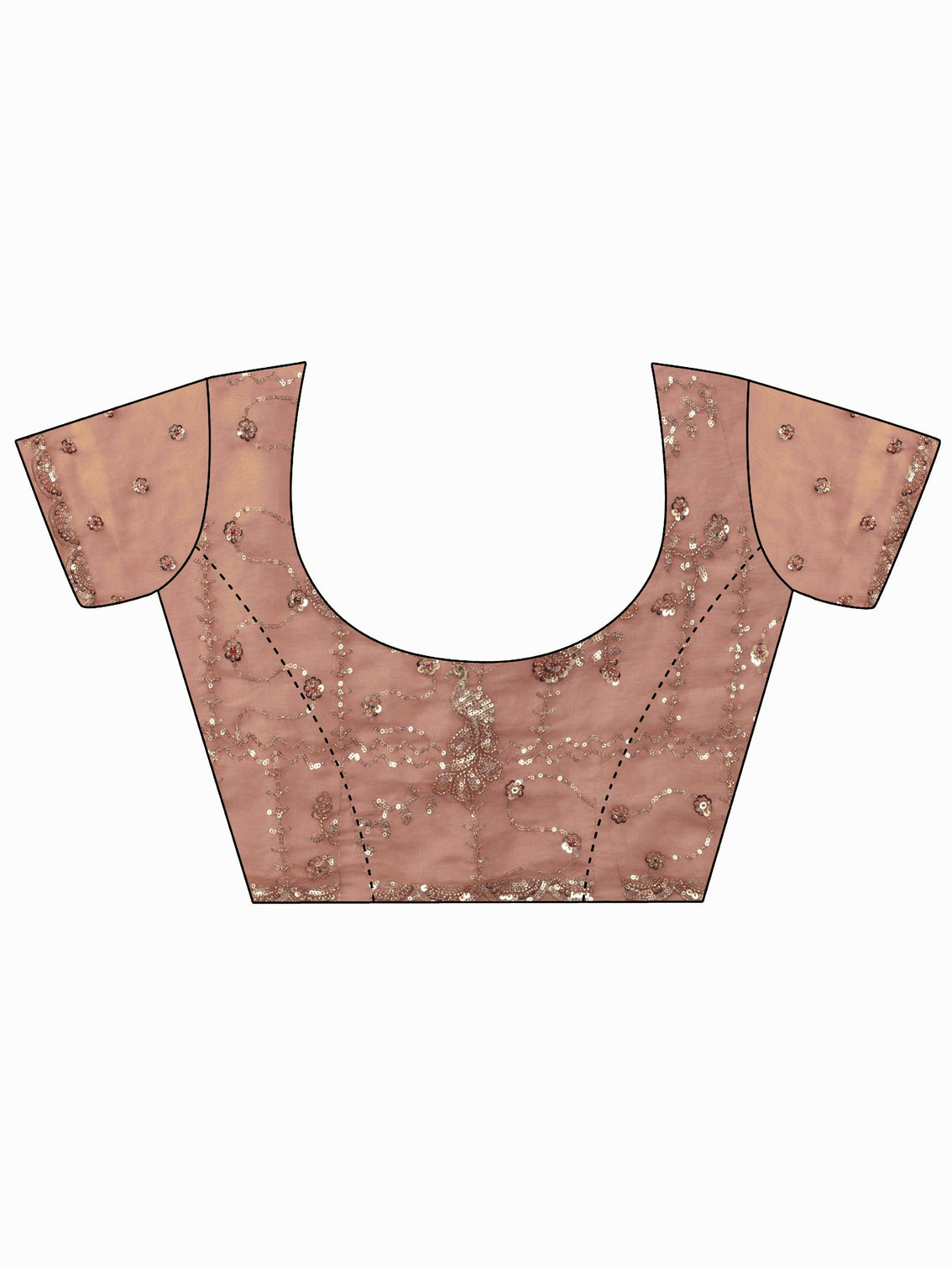 Mameraa Art Peach Pink Sequin Embellished Tissue Saree