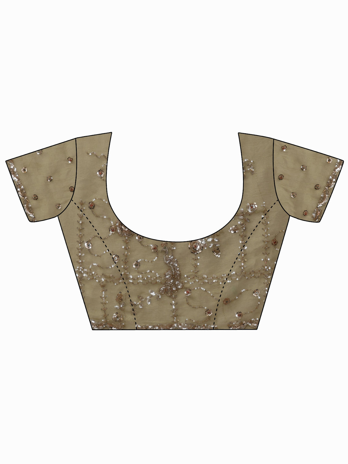 Mameraa Art Sage Green Embellished Tissue Saree