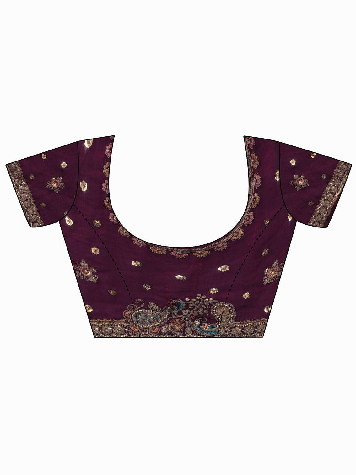 Mameraa Art Burgundy Sequin Tissue Saree with Embellished Border