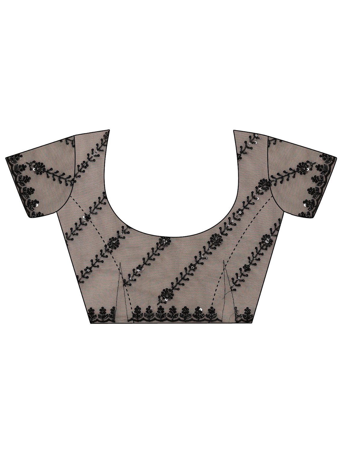 Mameraa Art Black Sequin Embellished Net Saree
