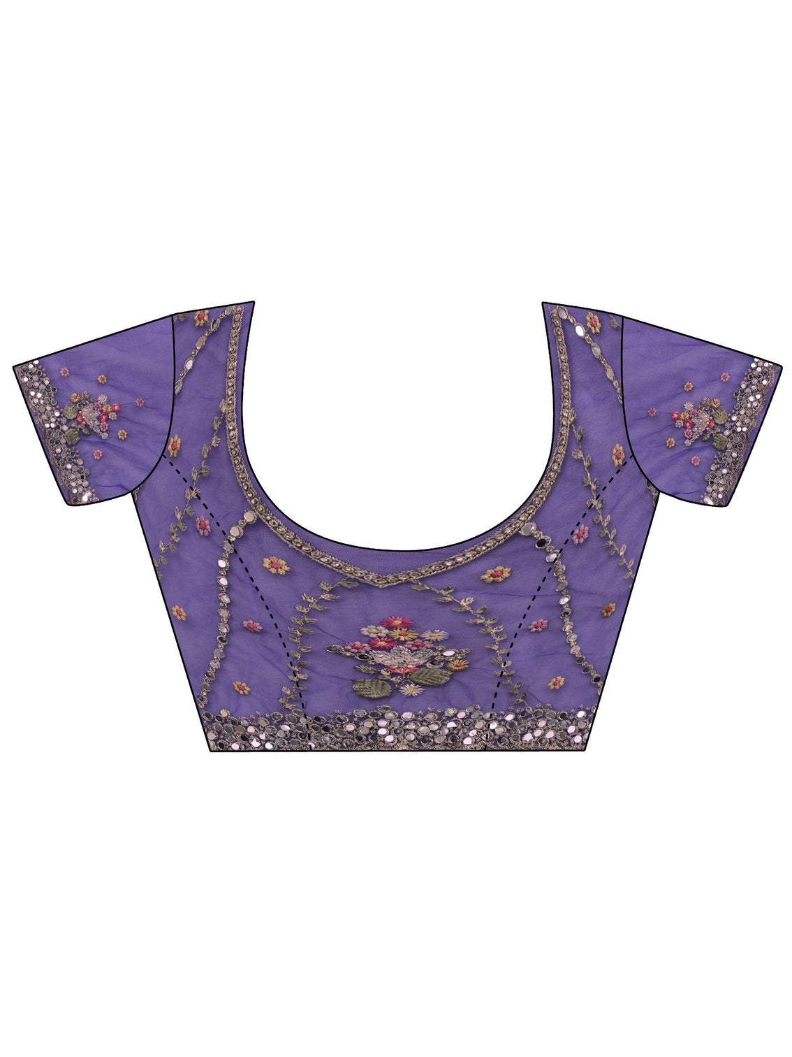 Mameraa Art Purple Floral Embellished Net Saree