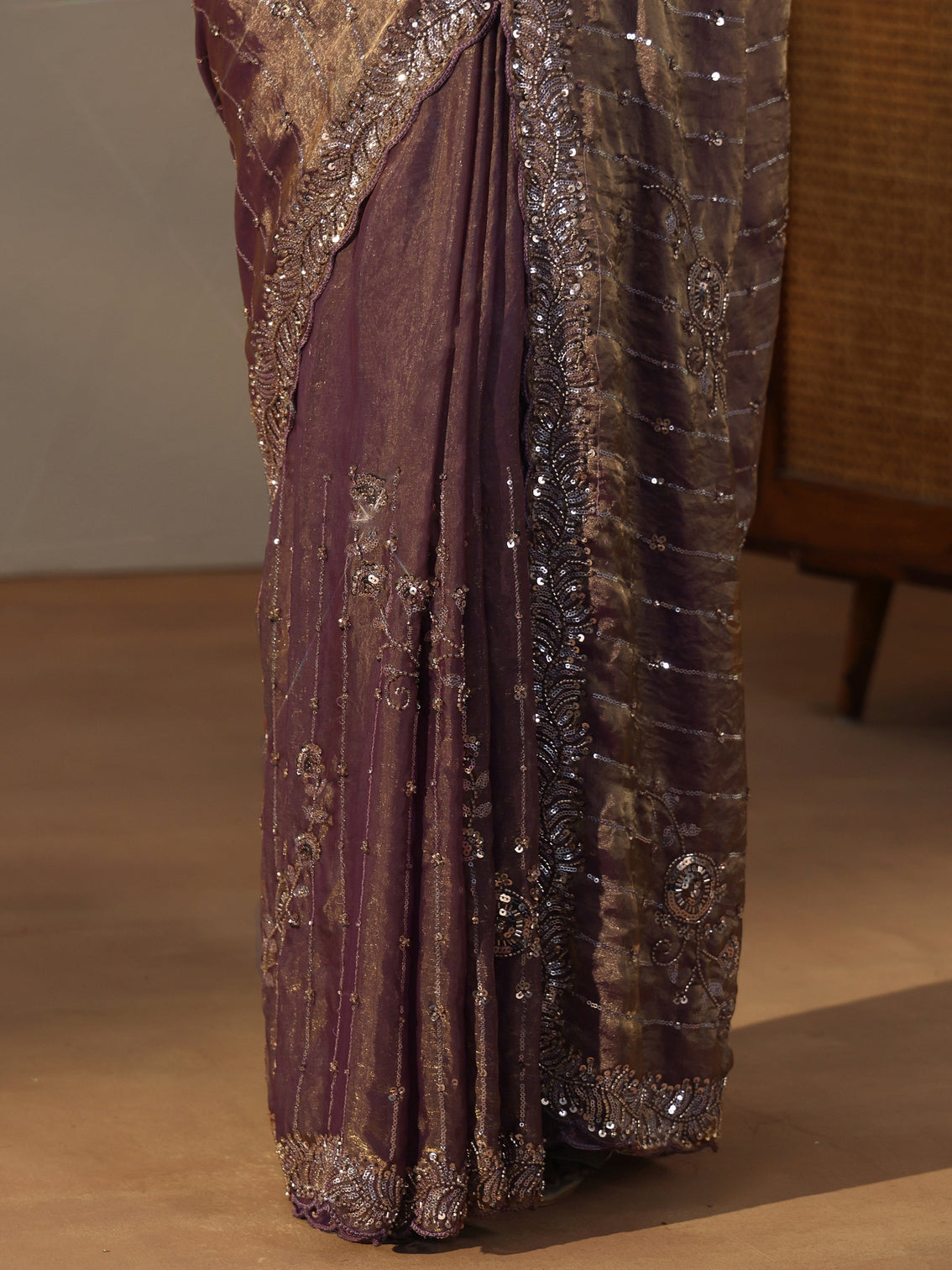 Mameraa Art Lavender Embellished Saree