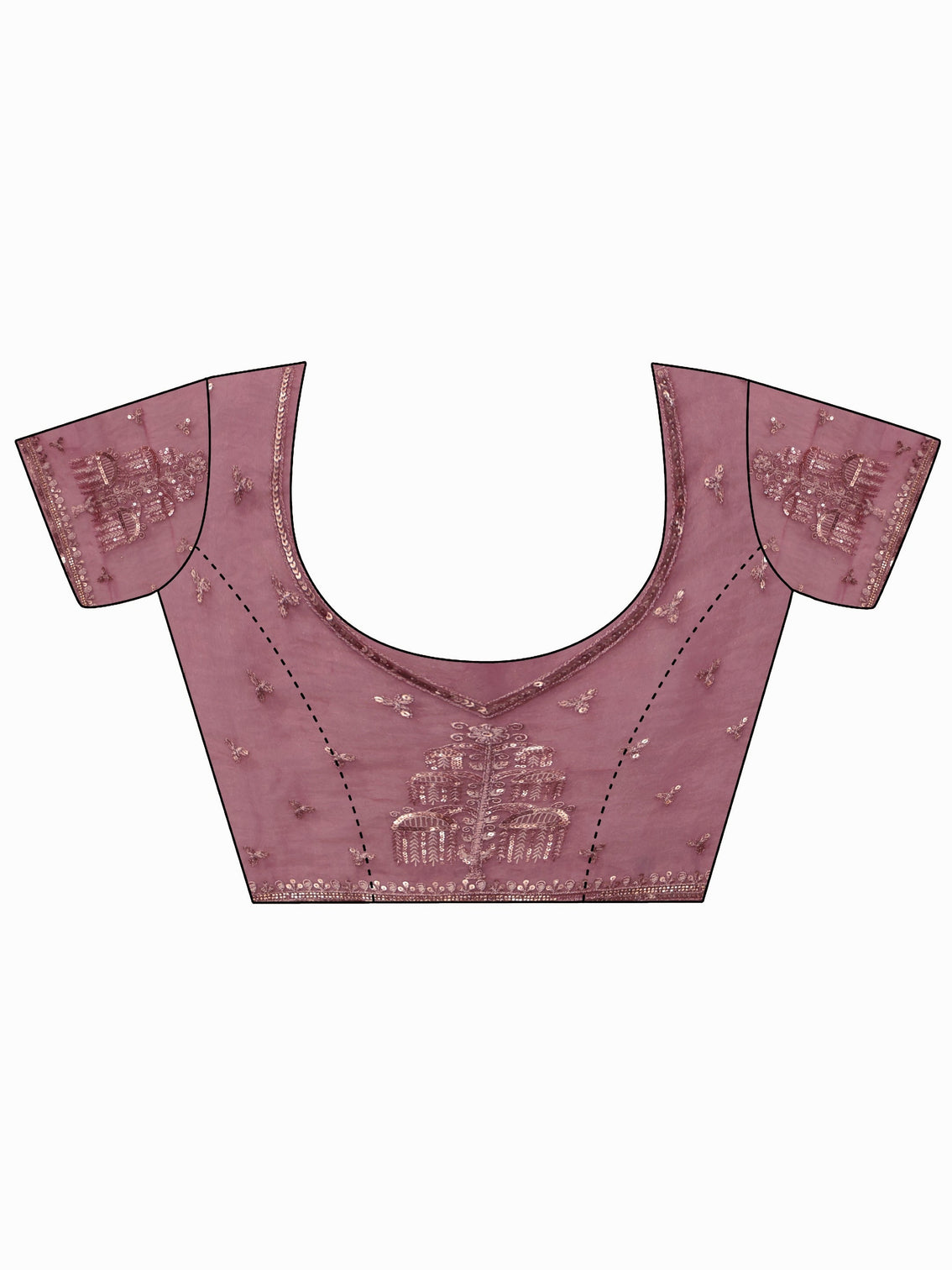 Mameraa Art Peach Pink Sequin Embellished Tissue Saree