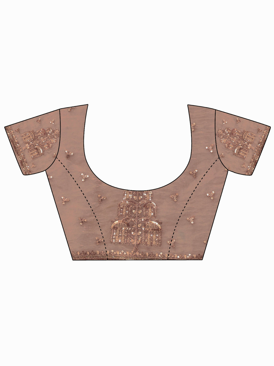 Mameraa Art Peach Sequin Embellished Tissue Saree