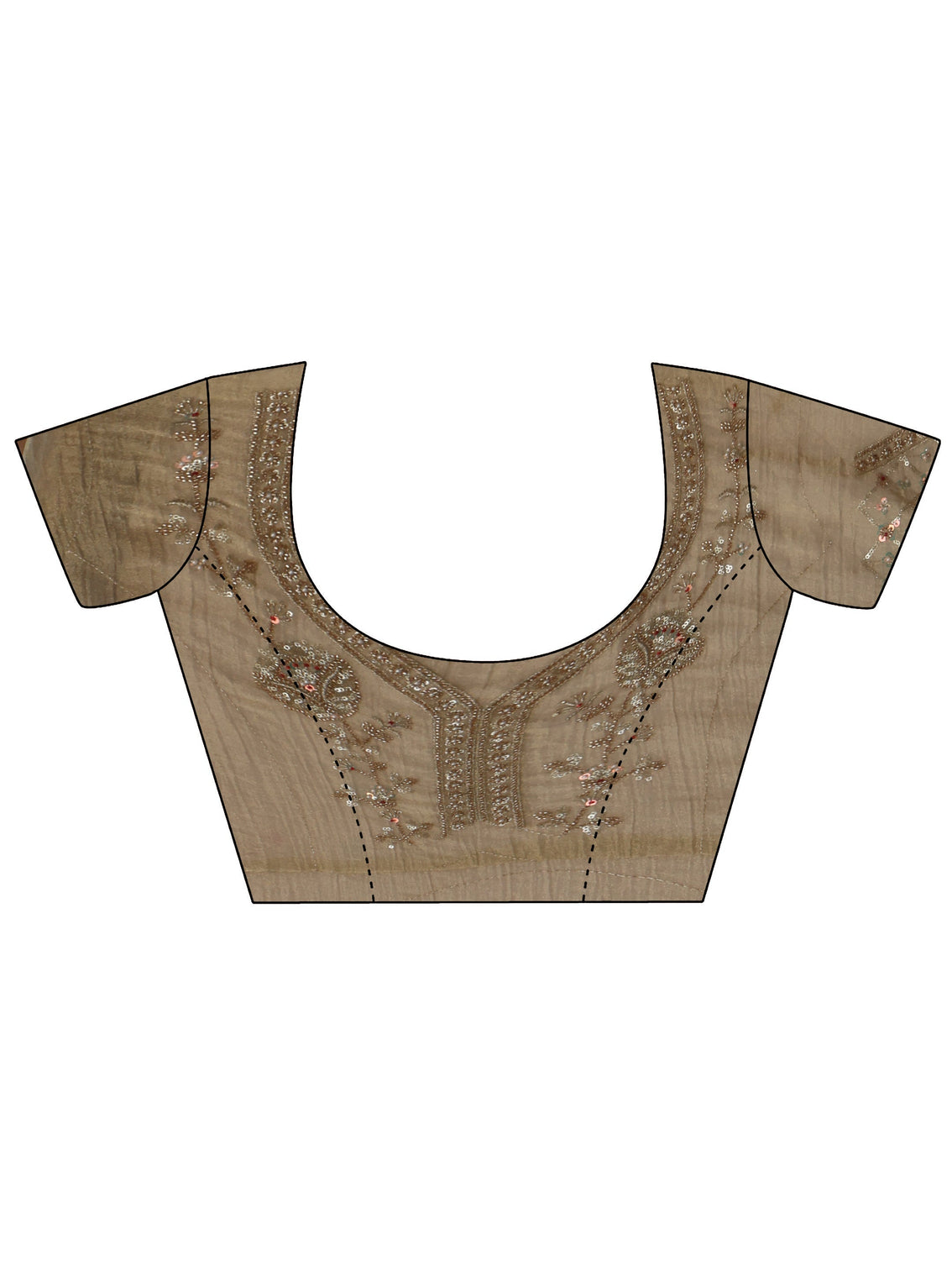 Mameraa Art Beige Floral Embellished Tissue Saree