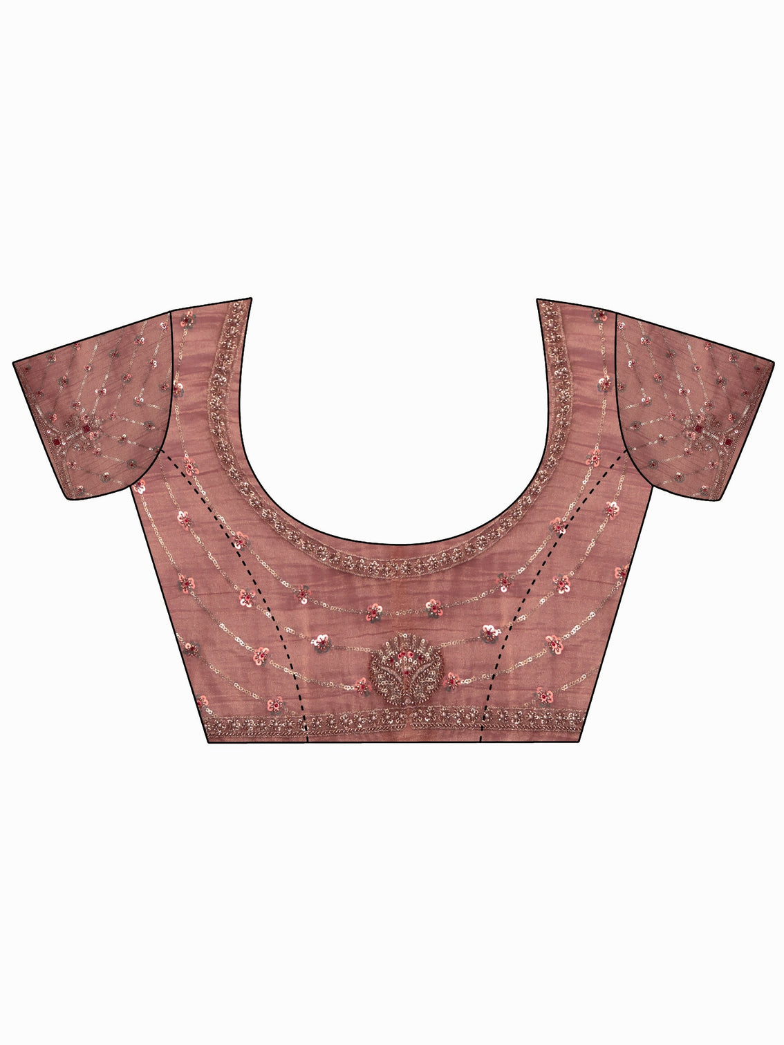 Mameraa Art Pink Floral Embellished Tissue Saree