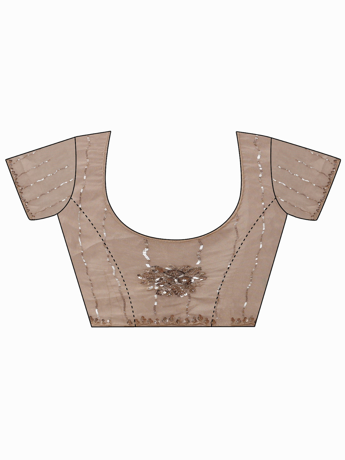 Mameraa Art Taupe Sequin Embellished Tissue Saree